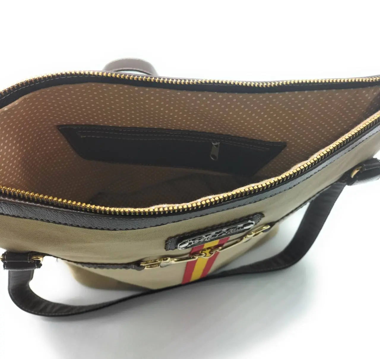 Bolso TOTE camel Bandera España y mordida de caballo - LaFlamencadeBorgoña