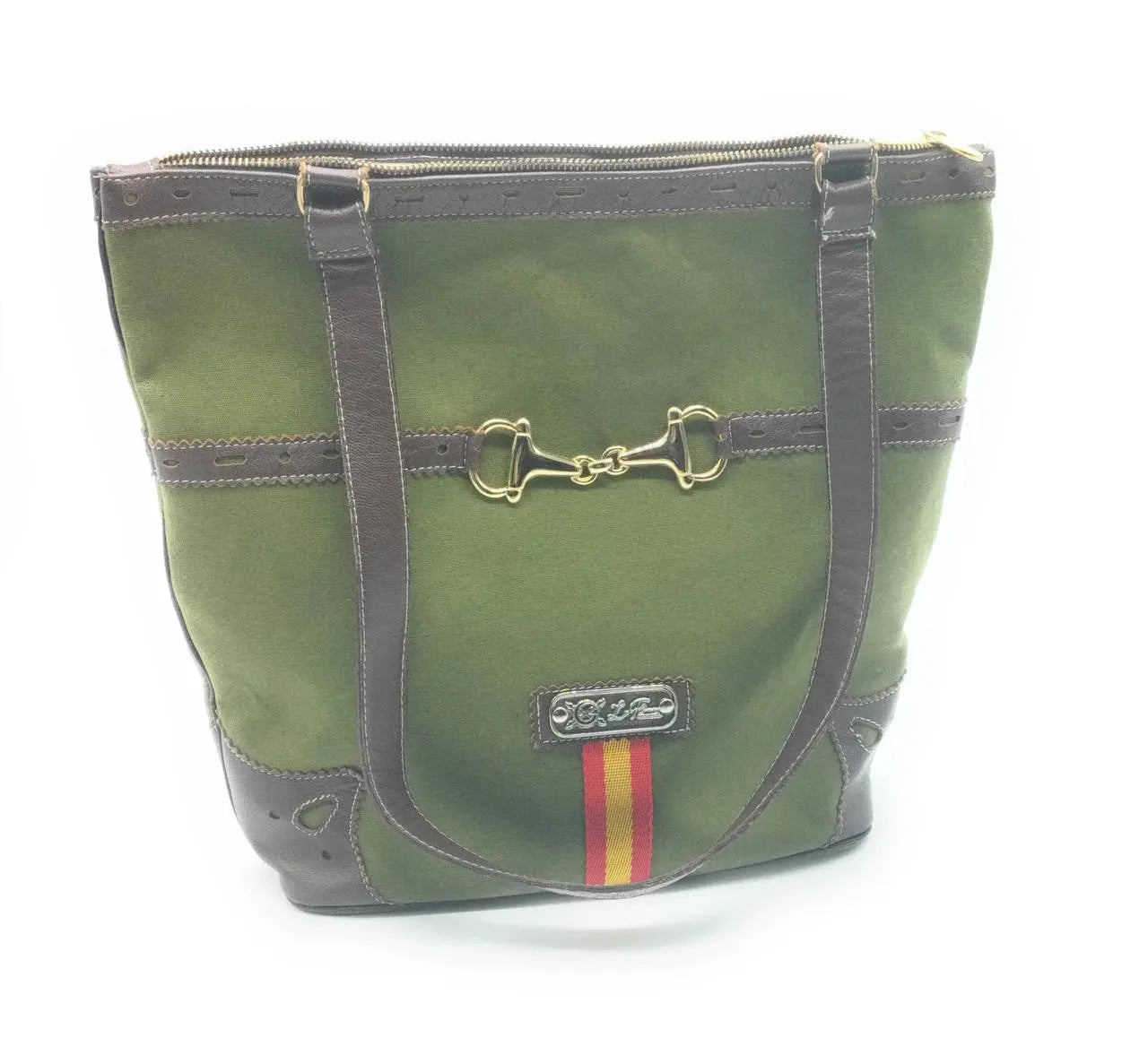 Comprar Bolso TOTE camel Bandera España y mordida de caballo La Flamenca de Borgoña, Bandera de España, Cruz de Borgoña, Patricia Muñoz, VOX, Santiago Abascal