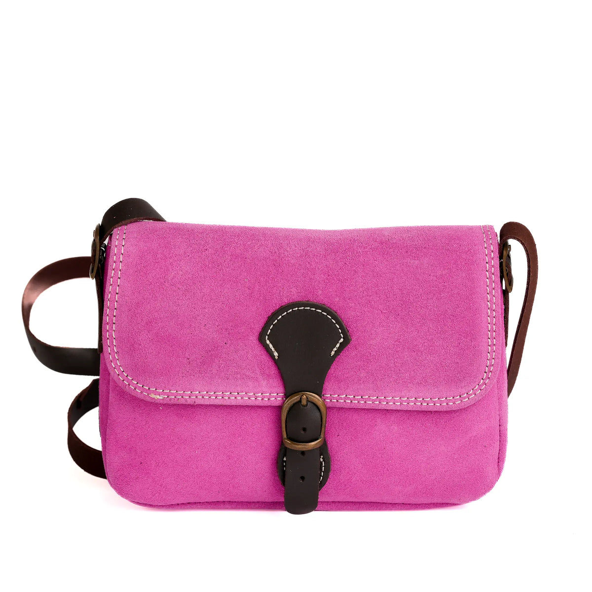 Comprar Bolso bandolera artesanal de serraje rosa capote · Convertible en riñonera La Flamenca de Borgoña Bandera España