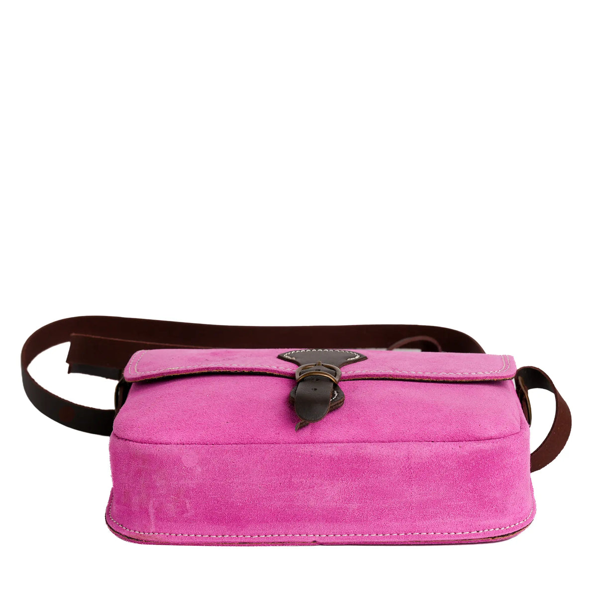 Comprar Bolso bandolera artesanal de serraje rosa capote · Convertible en riñonera La Flamenca de Borgoña Bandera España