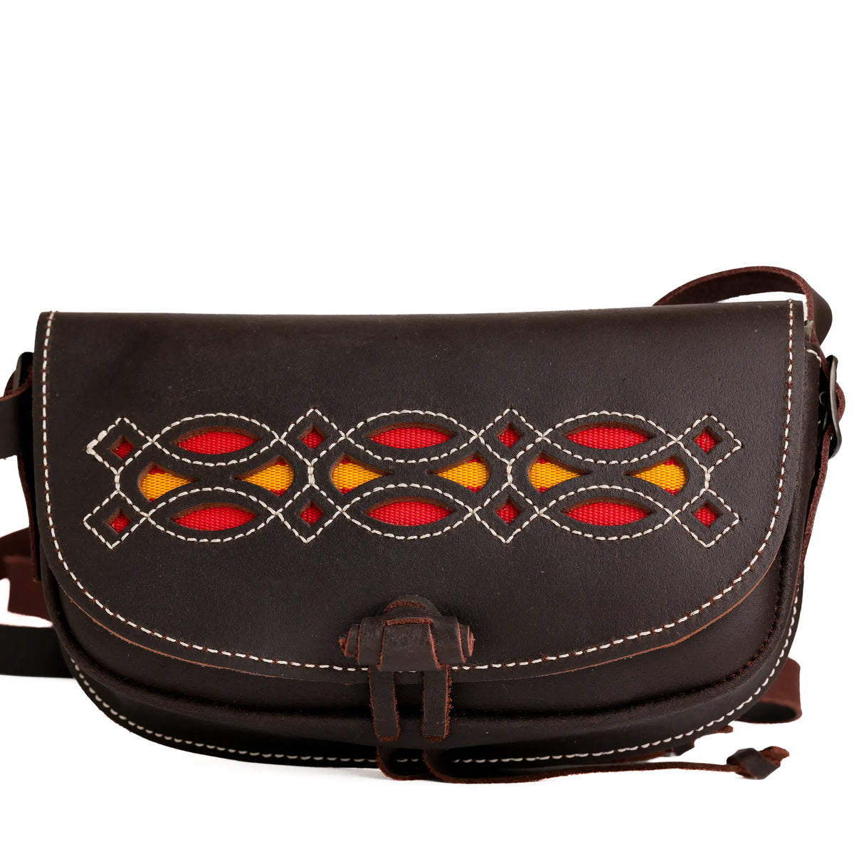 Comprar Bolso bandolera de piel Bandera de España · Convertible en riñonera La Flamenca de Borgoña Bandera España