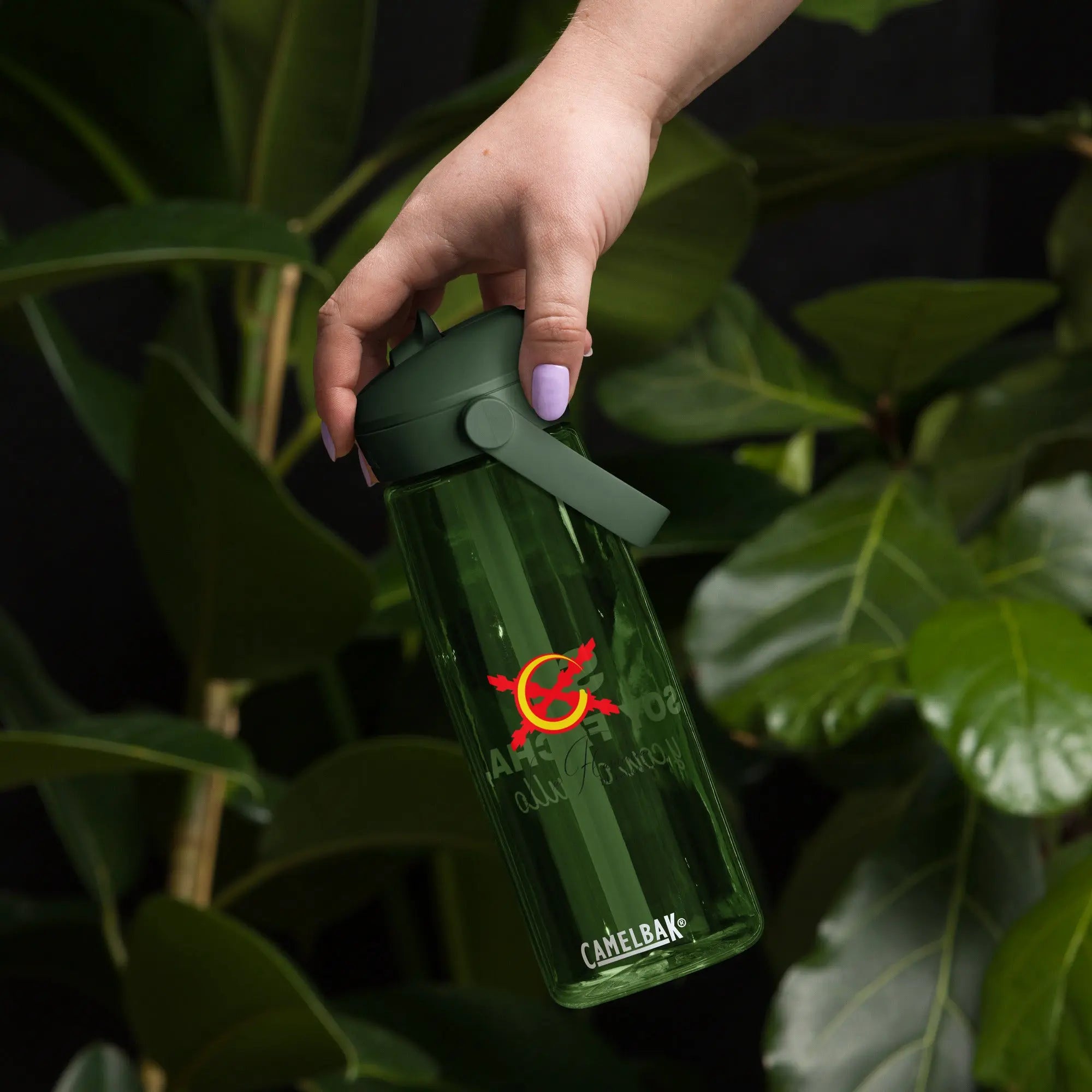 Comprar Botella de agua con tapa y pajita abatible "SÍ, Soy Facha, y con orgullo" La Flamenca de Borgoña Bandera España