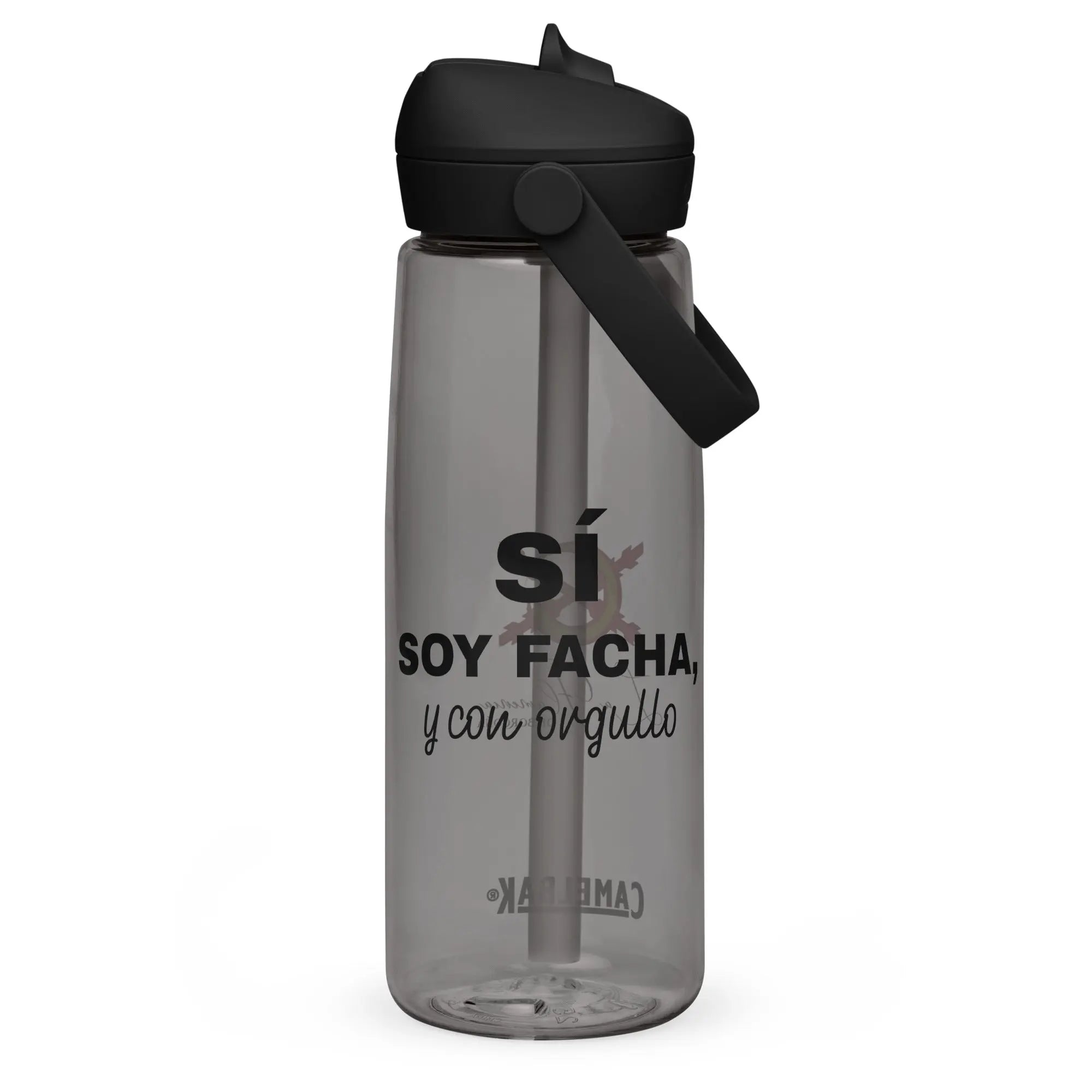 Comprar Botella de agua con tapa y pajita abatible "SÍ, Soy Facha, y con orgullo" La Flamenca de Borgoña Bandera España