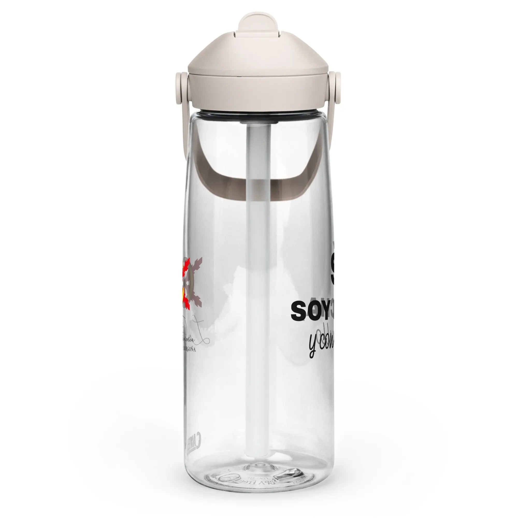 Comprar Botella de agua con tapa y pajita abatible "SÍ, Soy Facha, y con orgullo" La Flamenca de Borgoña Bandera España