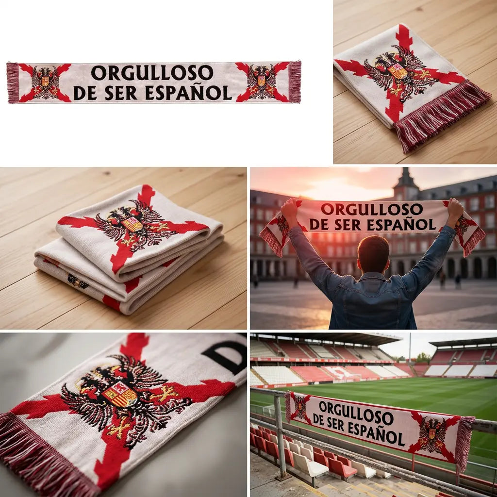 Comprar Bufanda Cruz de Borgoña Águila Bicéfala “Orgulloso de ser Español” (140 x 18.5 cm) La Flamenca de Borgoña Bandera España