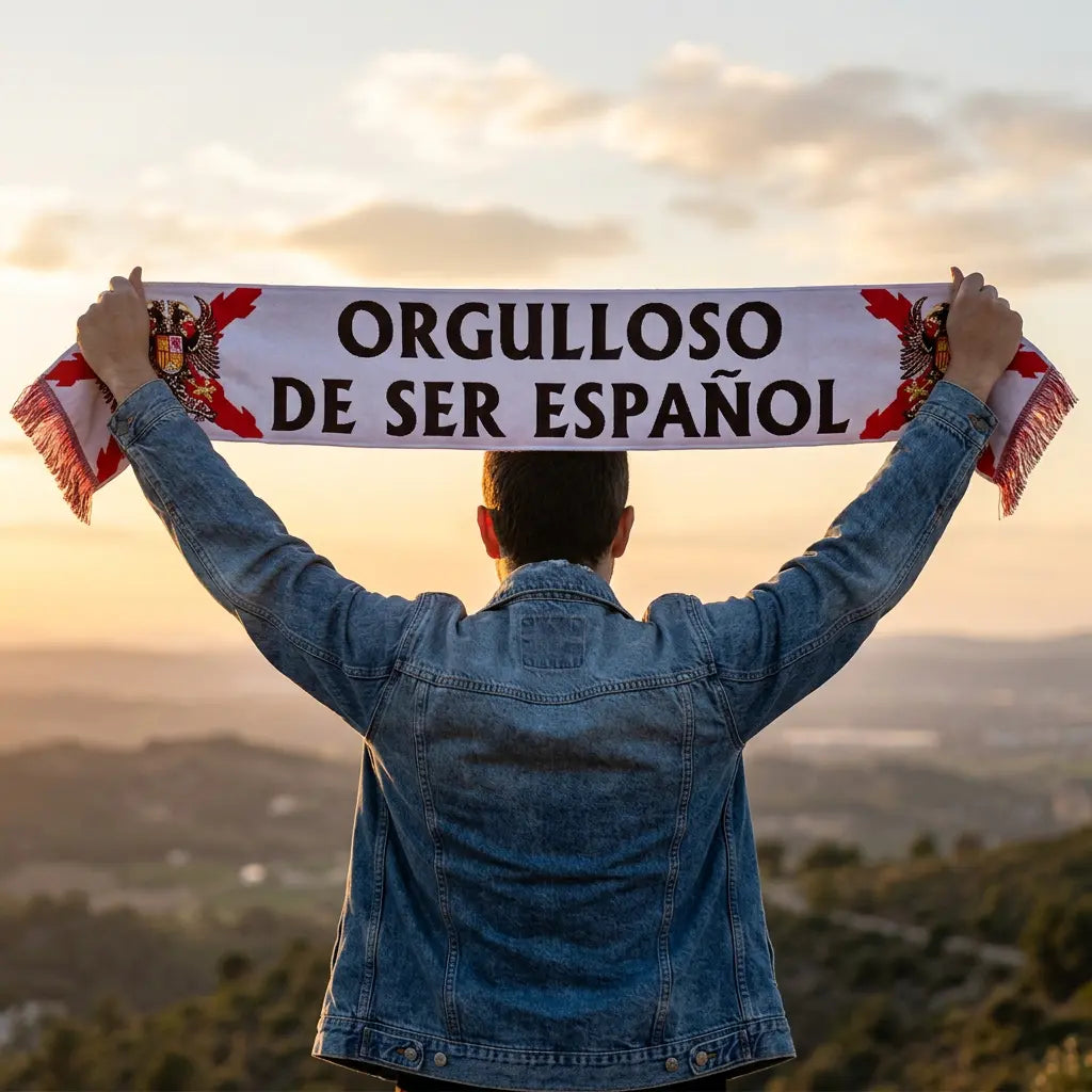 Comprar Bufanda Cruz de Borgoña Águila Bicéfala “Orgulloso de ser Español” (140 x 18.5 cm) La Flamenca de Borgoña Bandera España