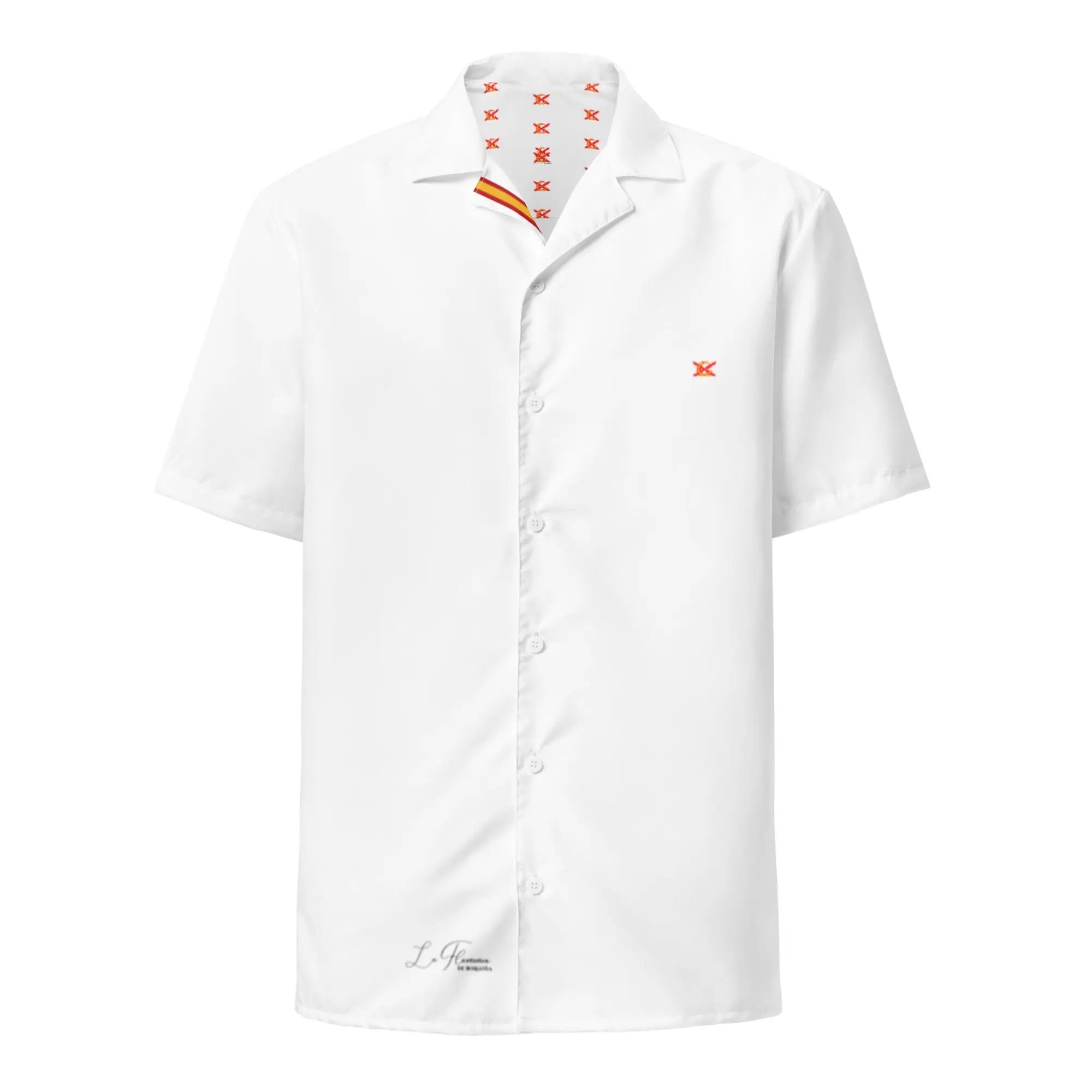 Comprar Camisa Bandera España blanca manga corta unisex Bandera España La Flamenca de Borgoña Patricia Muñoz VOX