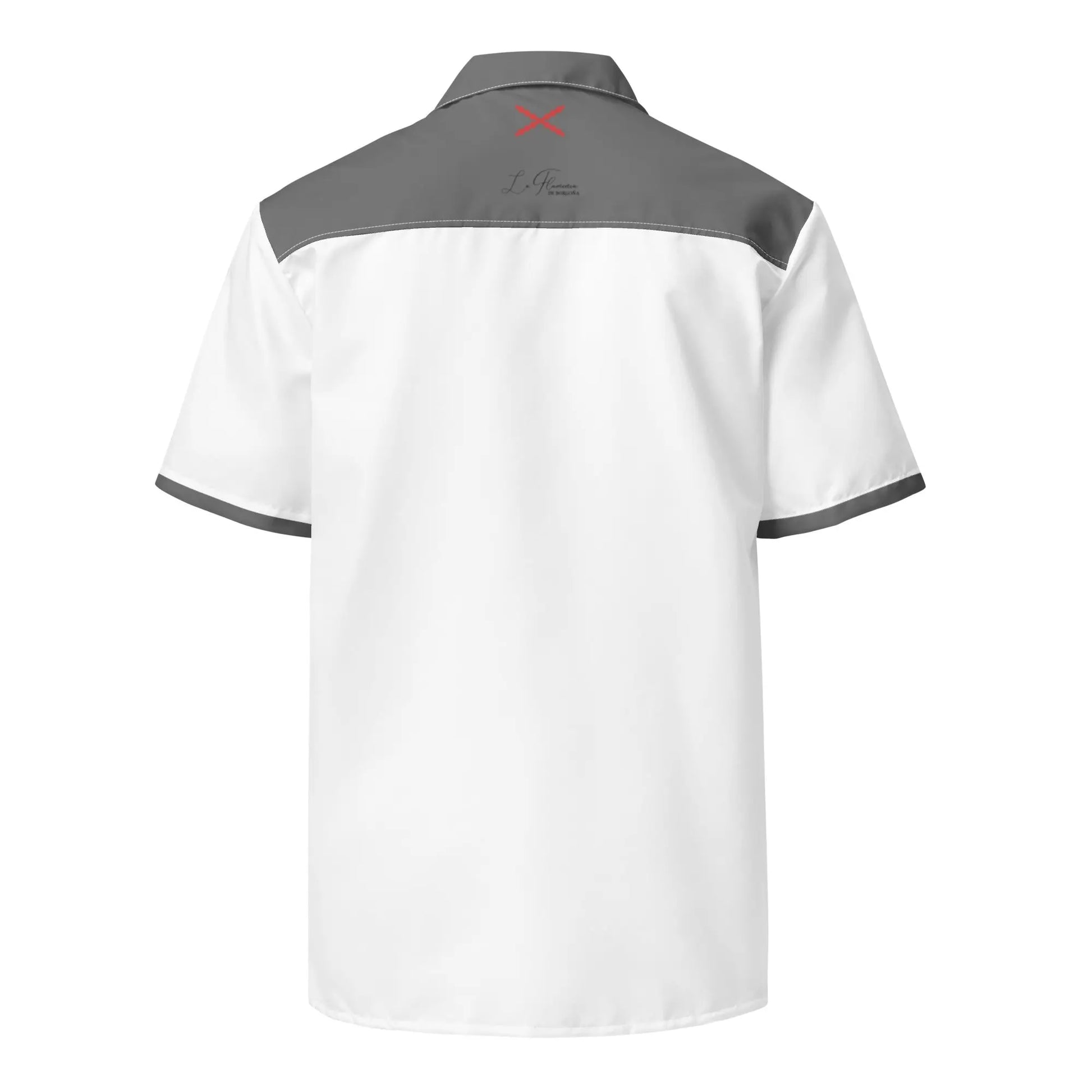 Comprar Camisa de España blanca y gris manga corta unisex Bandera España La Flamenca de Borgoña Patricia Muñoz VOX