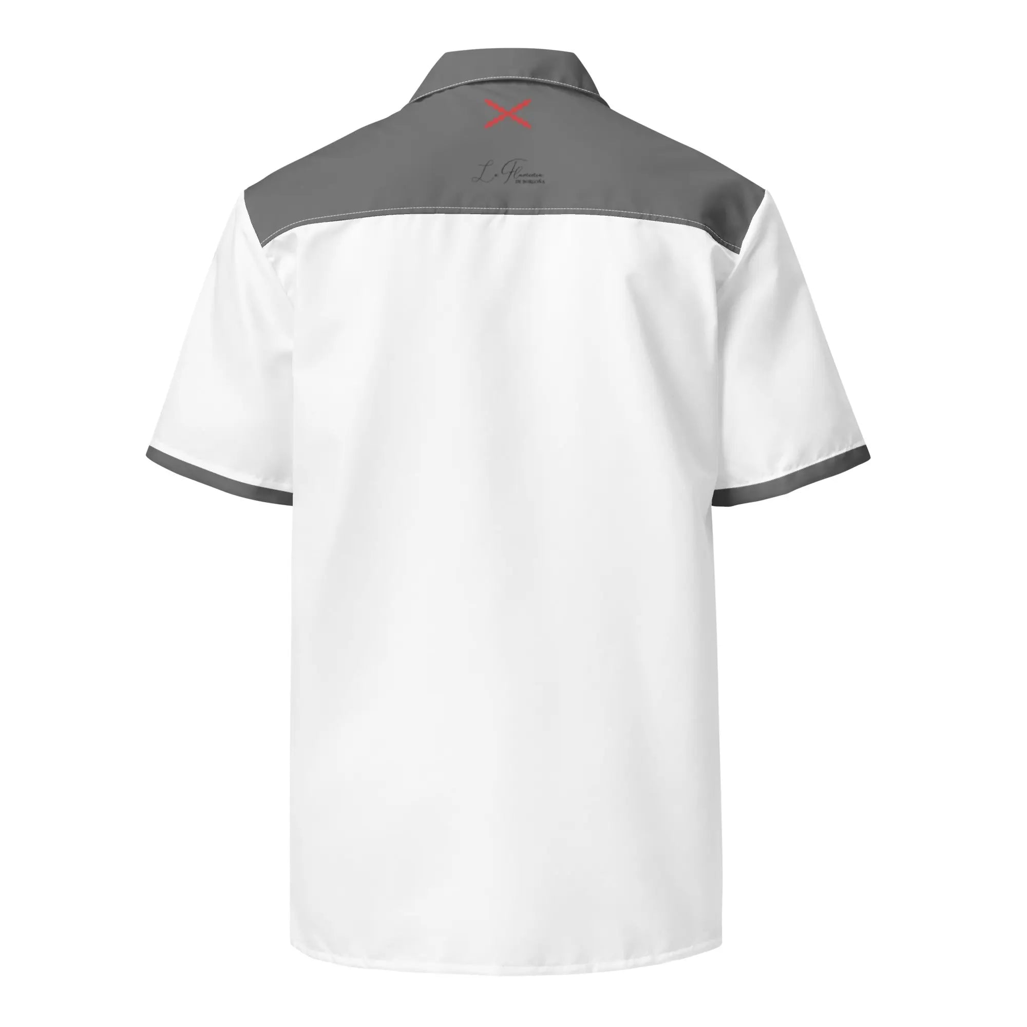 Comprar Camisa de España blanca y gris manga corta unisex Bandera España La Flamenca de Borgoña Patricia Muñoz VOX