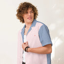 Comprar Camisa rayas rosas y azules manga corta unisex Bandera España La Flamenca de Borgoña Patricia Muñoz VOX