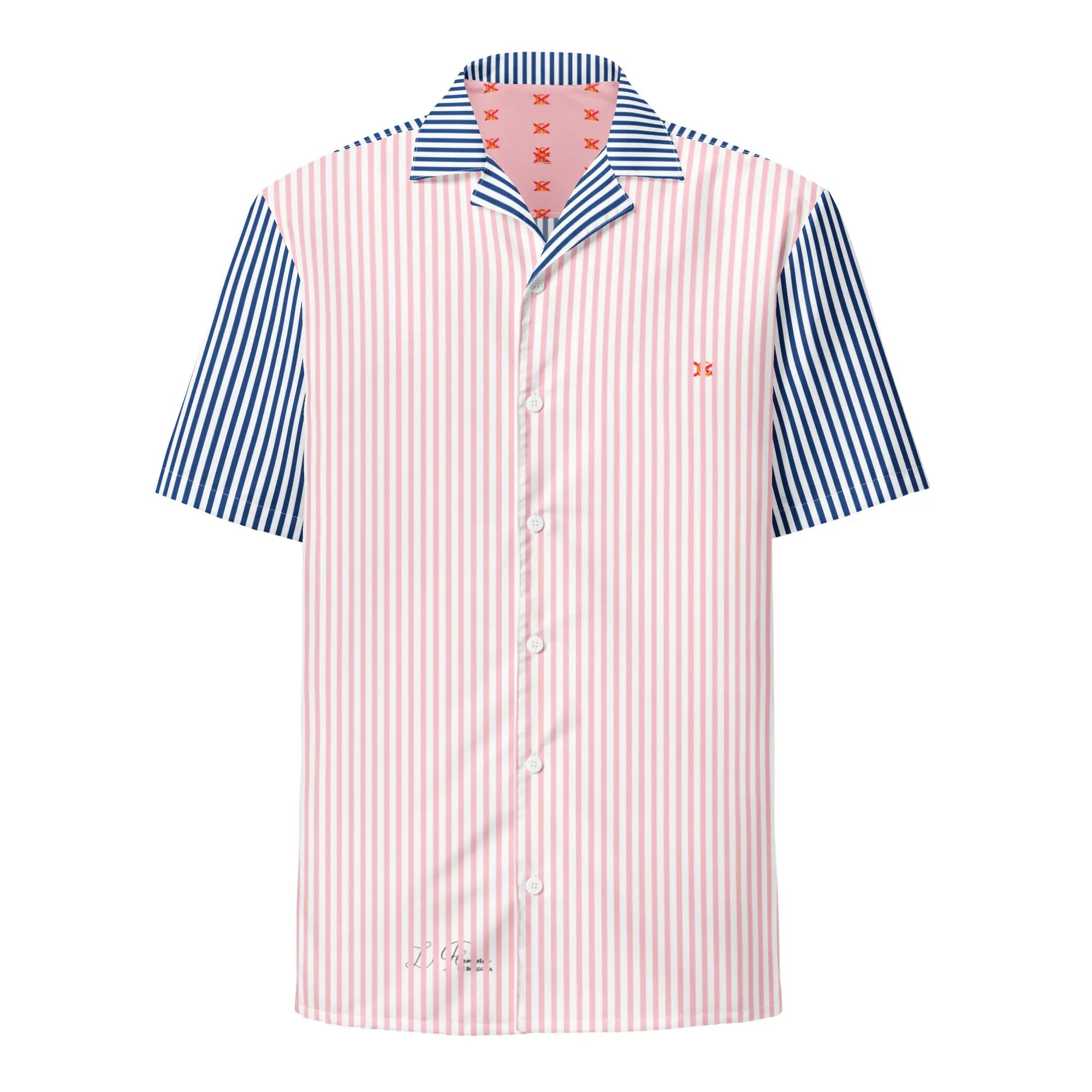 Comprar Camisa rayas rosas y azules manga corta unisex Bandera España La Flamenca de Borgoña Patricia Muñoz VOX