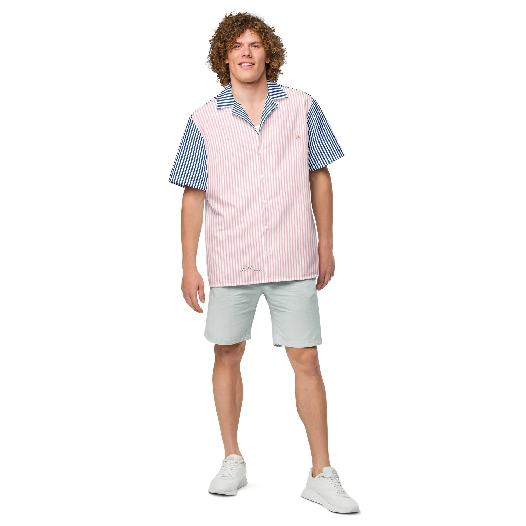 Comprar Camisa rayas rosas y azules manga corta unisex Bandera España La Flamenca de Borgoña Patricia Muñoz VOX