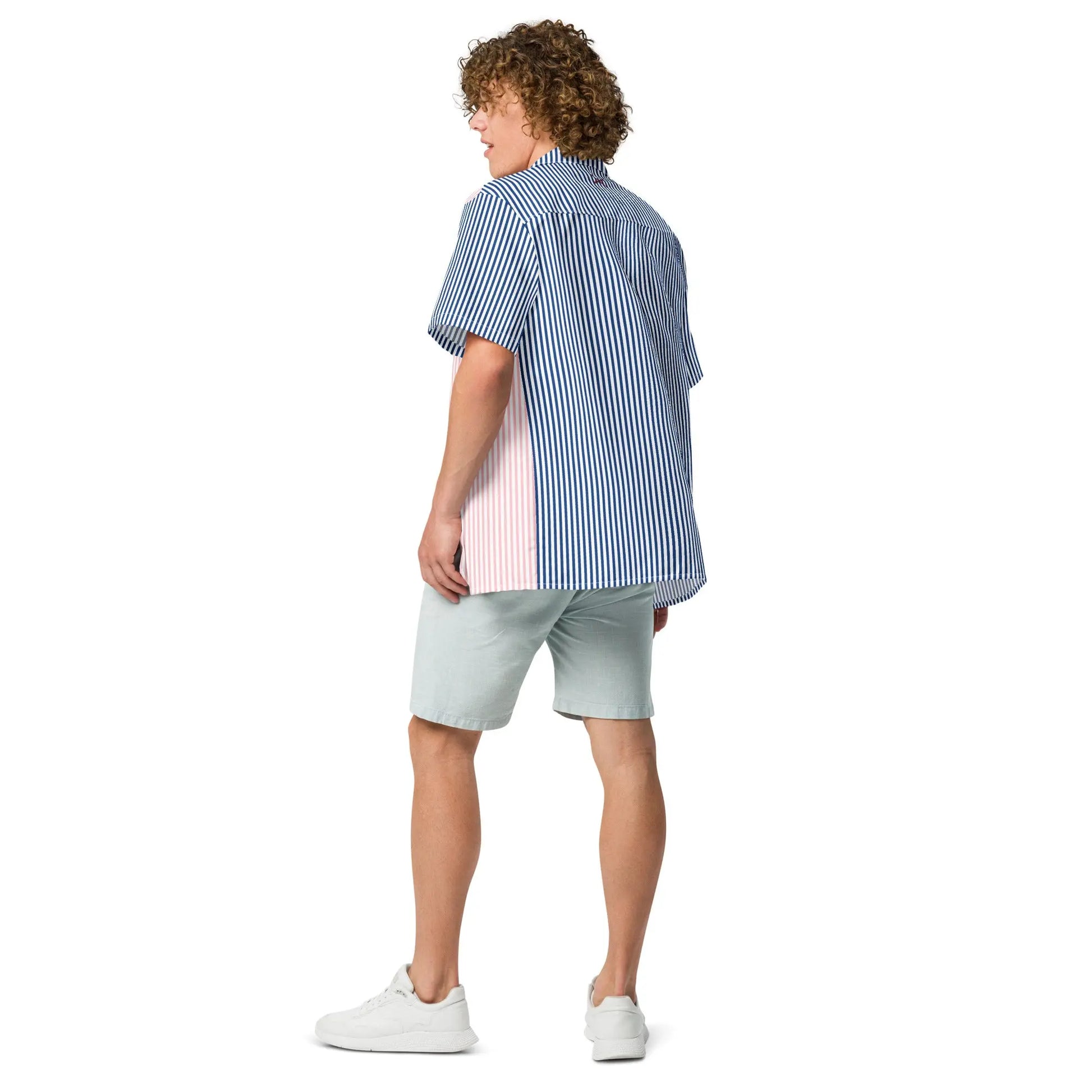 Comprar Camisa rayas rosas y azules manga corta unisex Bandera España La Flamenca de Borgoña Patricia Muñoz VOX