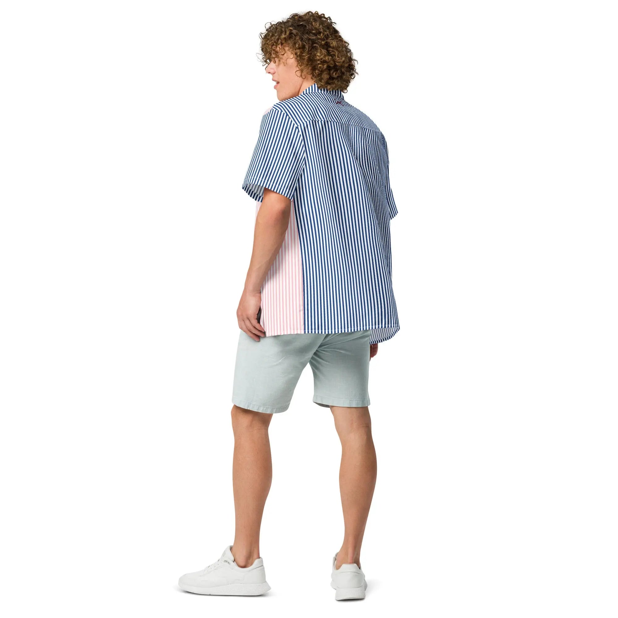 Comprar Camisa rayas rosas y azules manga corta unisex Bandera España La Flamenca de Borgoña Patricia Muñoz VOX