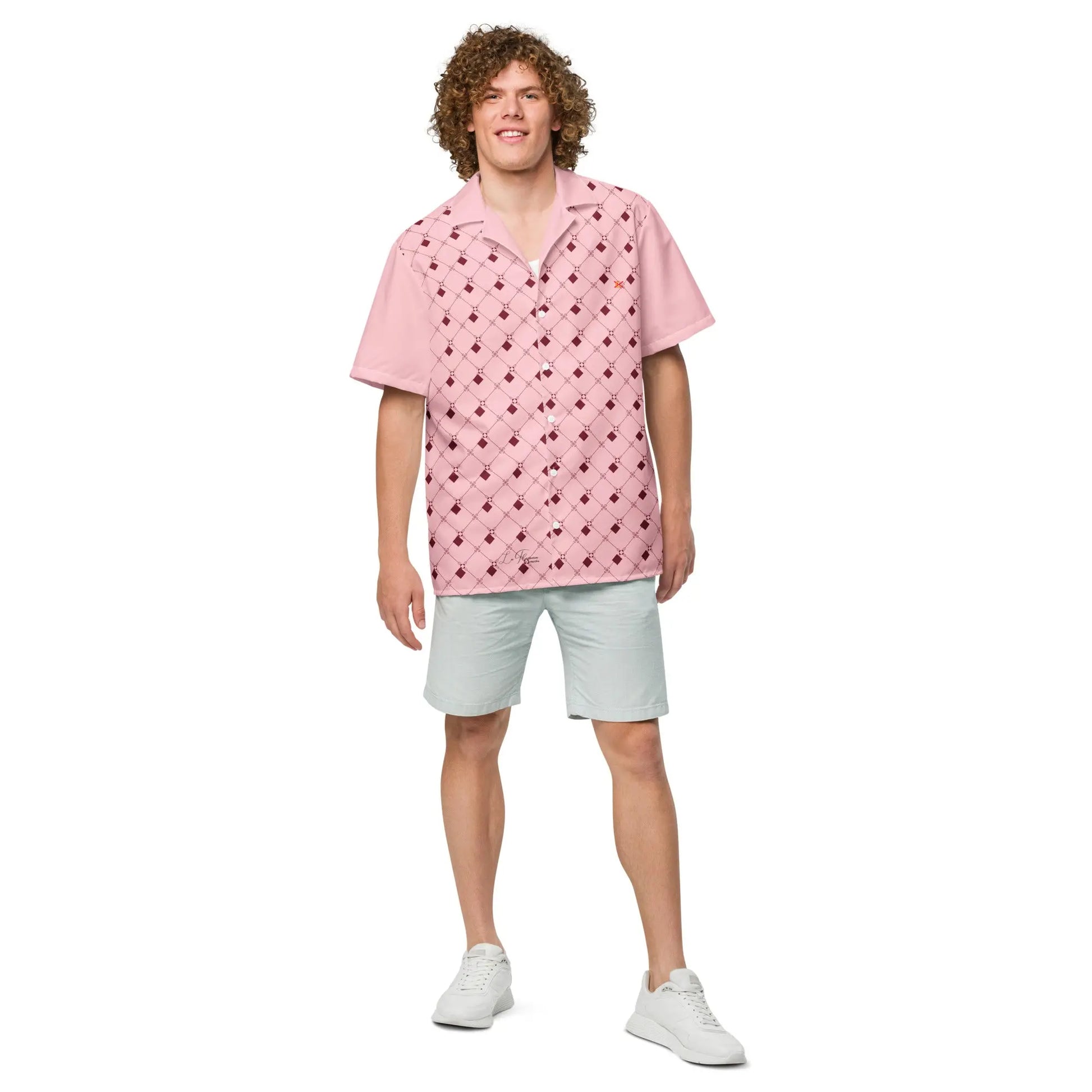 Comprar Camisa rosa geométrica manga corta unisex Bandera España La Flamenca de Borgoña Patricia Muñoz VOX