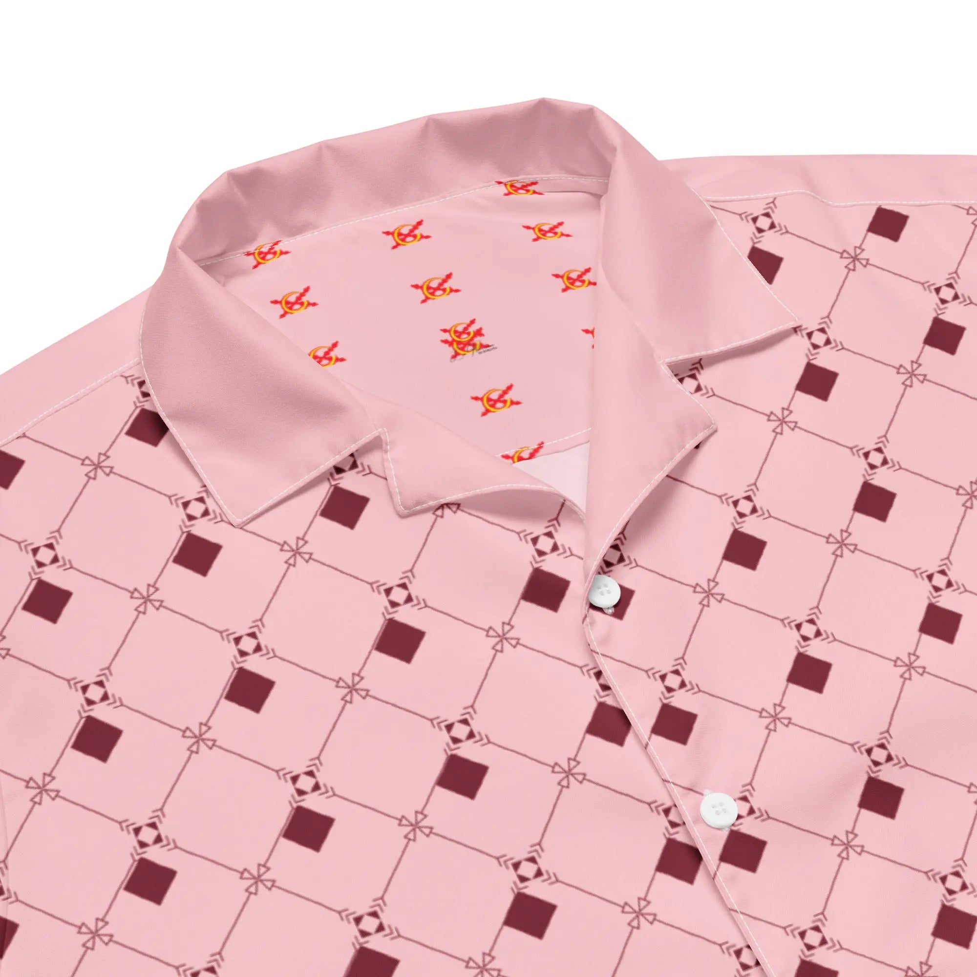 Comprar Camisa rosa geométrica manga corta unisex Bandera España La Flamenca de Borgoña Patricia Muñoz VOX