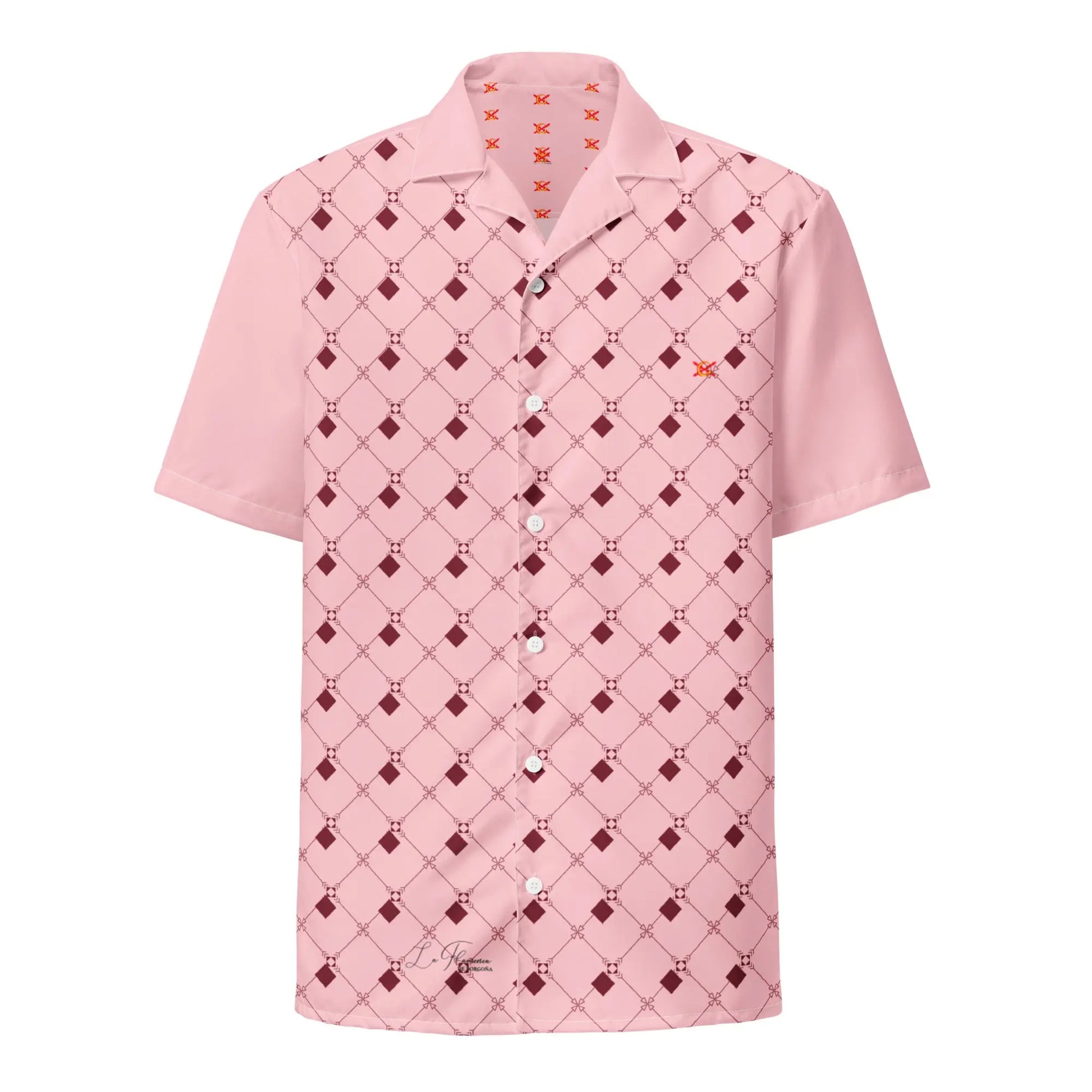 Comprar Camisa rosa geométrica manga corta unisex Bandera España La Flamenca de Borgoña Patricia Muñoz VOX