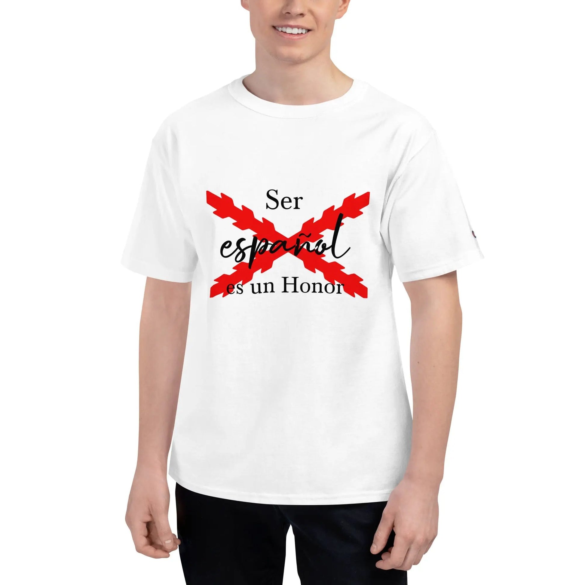Comprar Camiseta Champion hombre "Ser español es un Honor" La Flamenca de Borgoña Bandera España
