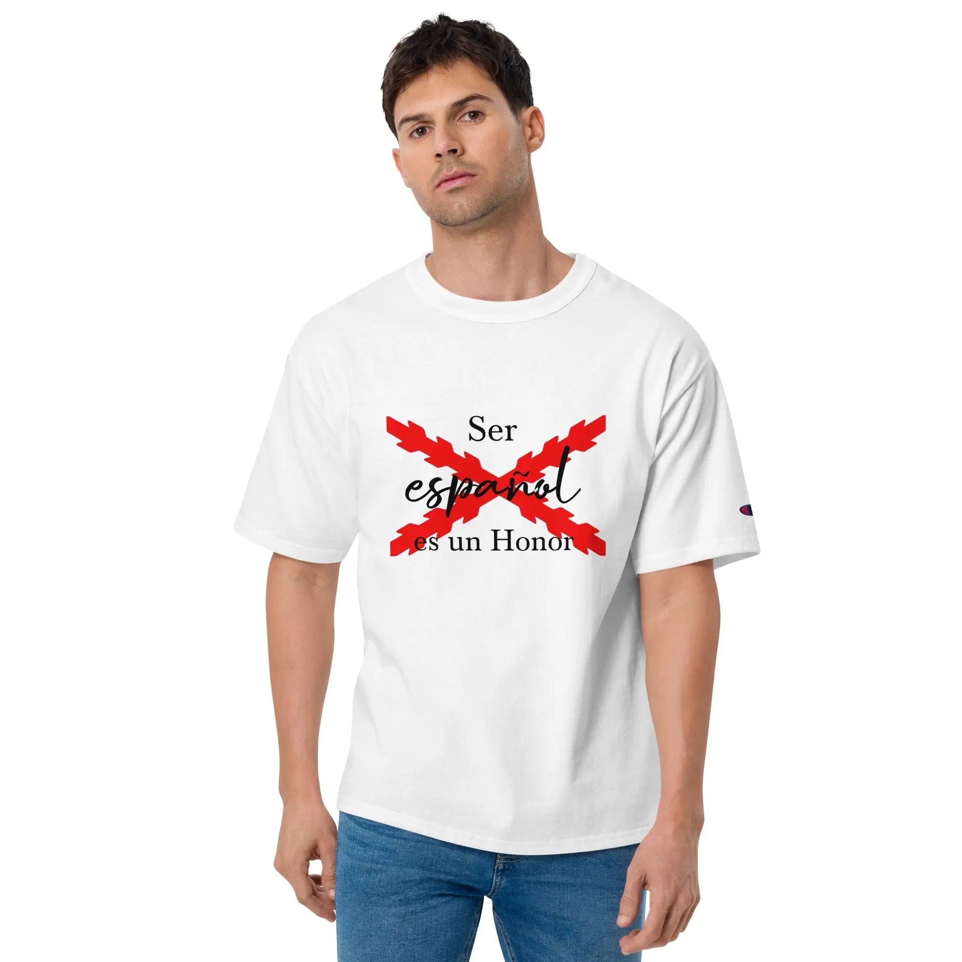 Comprar Camiseta Champion hombre "Ser español es un Honor" La Flamenca de Borgoña Bandera España