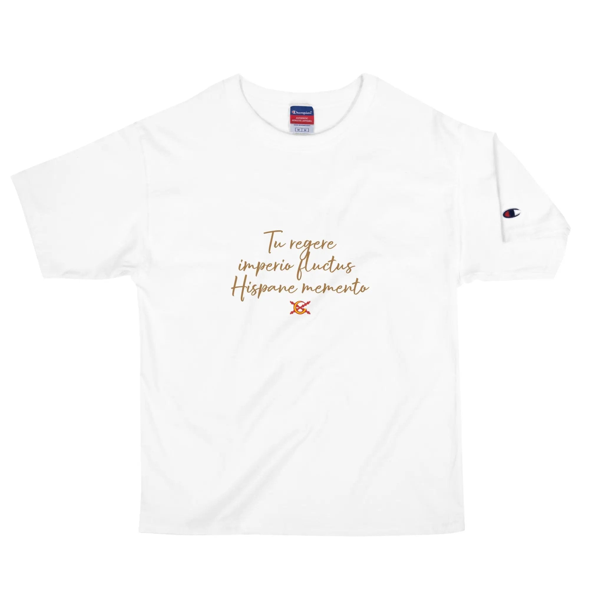 Comprar Camiseta Champion hombre "Tu regere imperio fluctus Hispane Memento" La Flamenca de Borgoña Bandera España