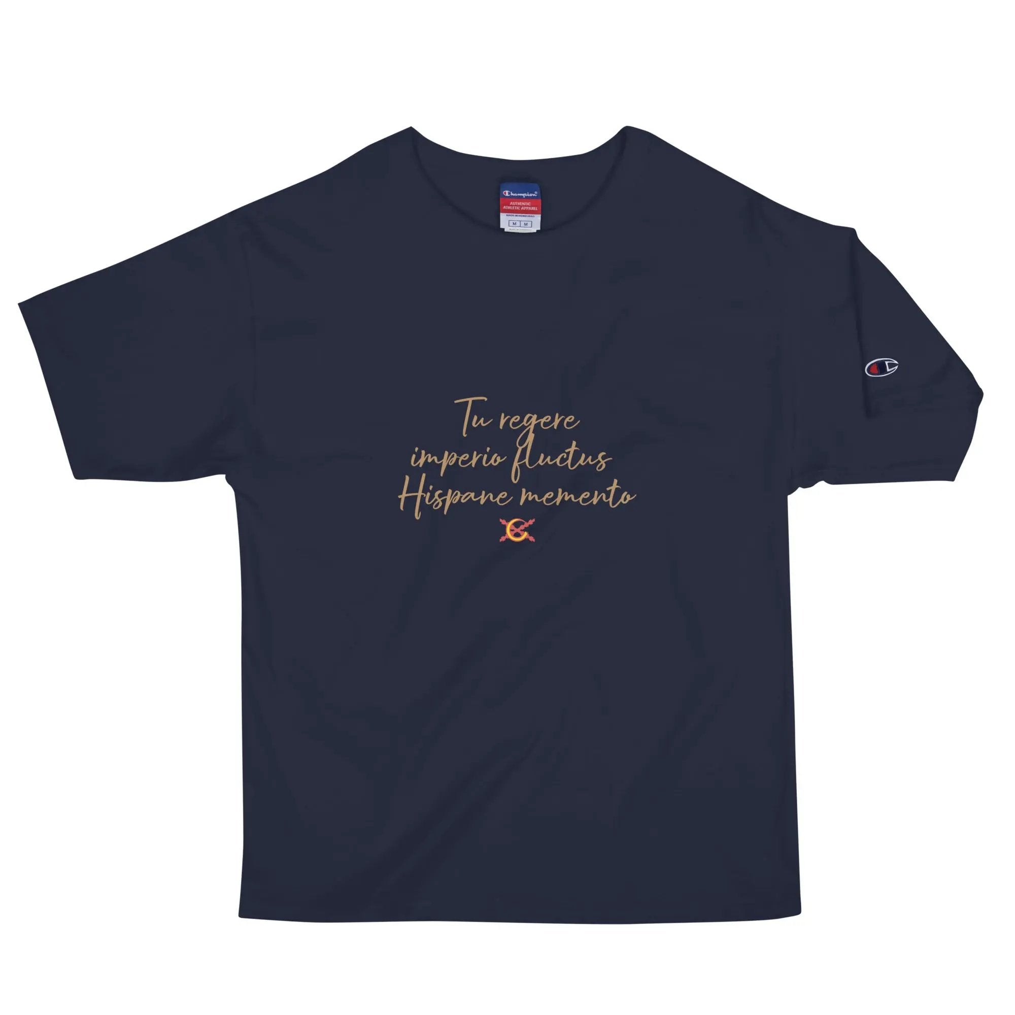 Comprar Camiseta Champion hombre "Tu regere imperio fluctus Hispane Memento" La Flamenca de Borgoña Bandera España