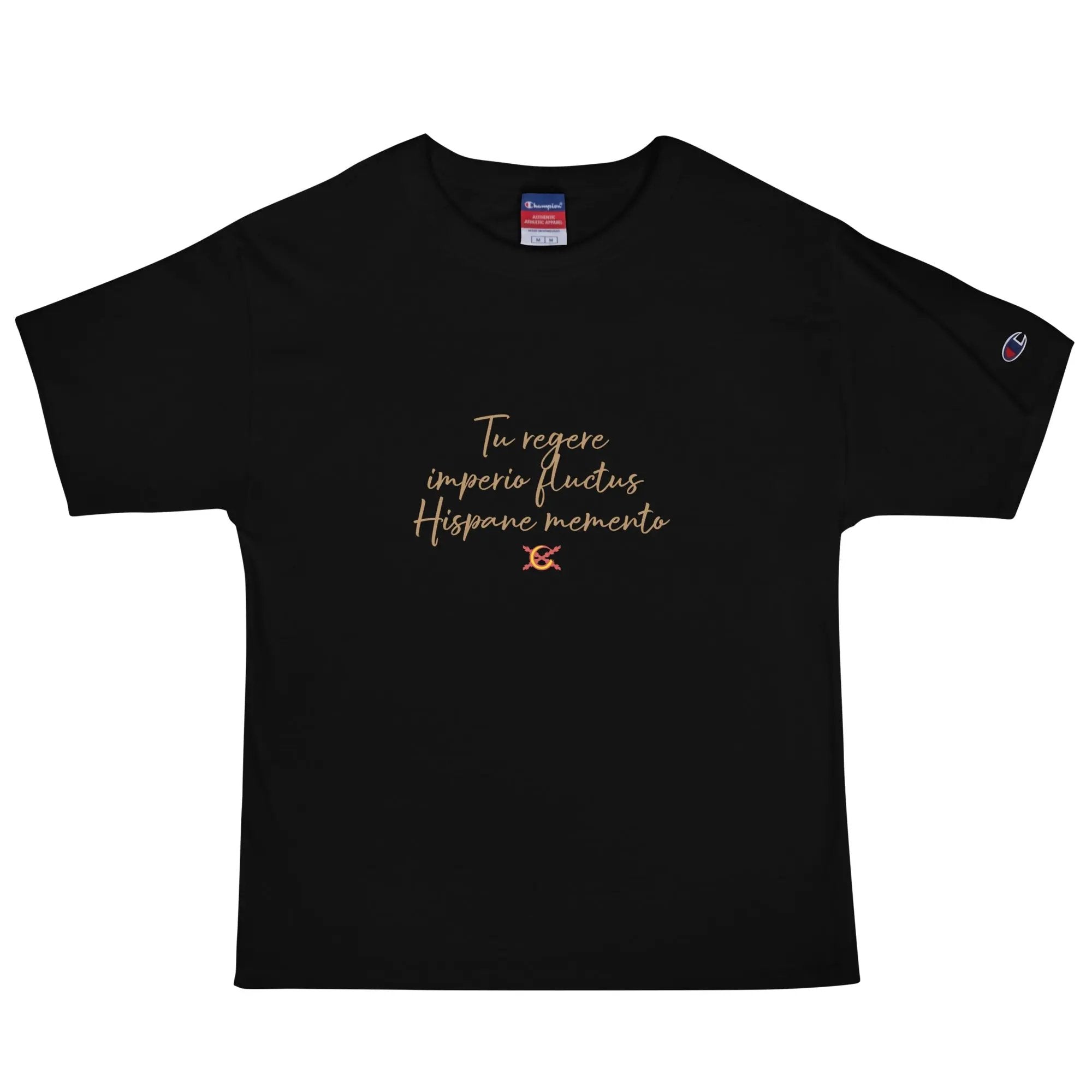 Comprar Camiseta Champion hombre "Tu regere imperio fluctus Hispane Memento" La Flamenca de Borgoña Bandera España