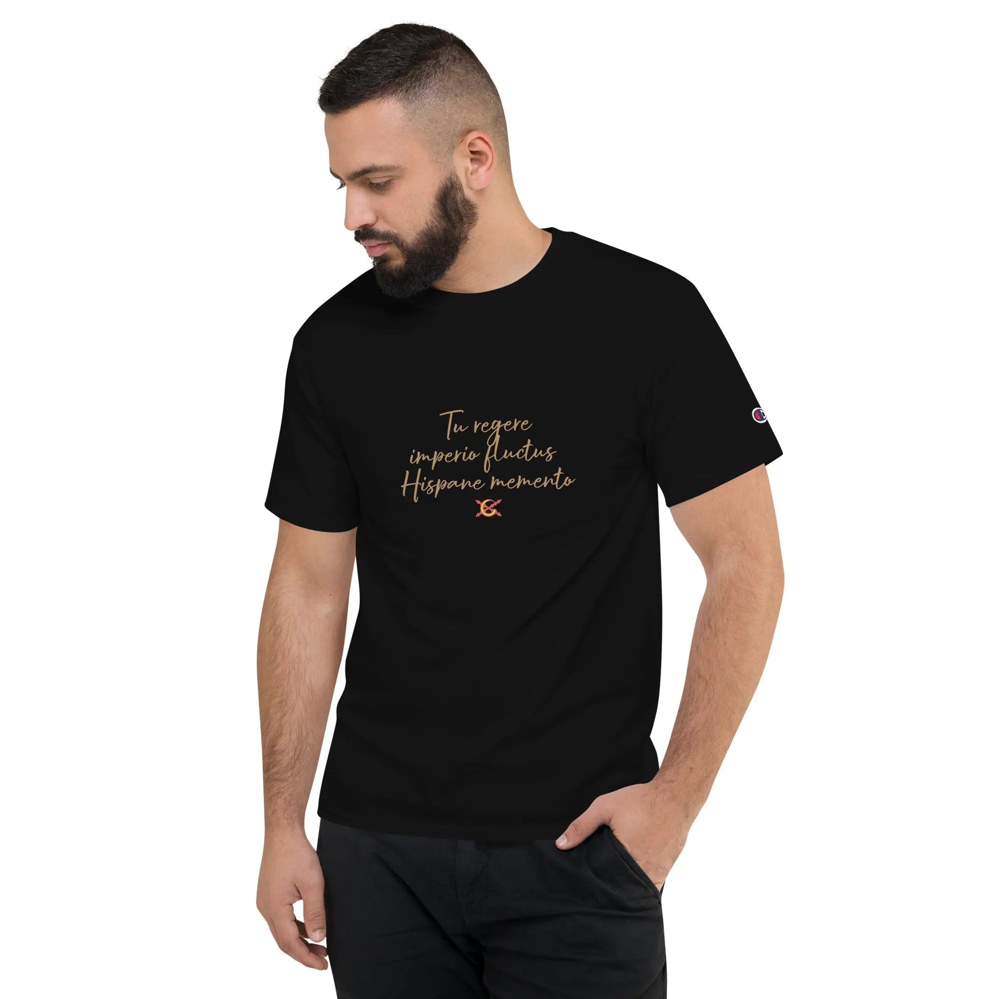 Comprar Camiseta Champion hombre "Tu regere imperio fluctus Hispane Memento" La Flamenca de Borgoña Bandera España