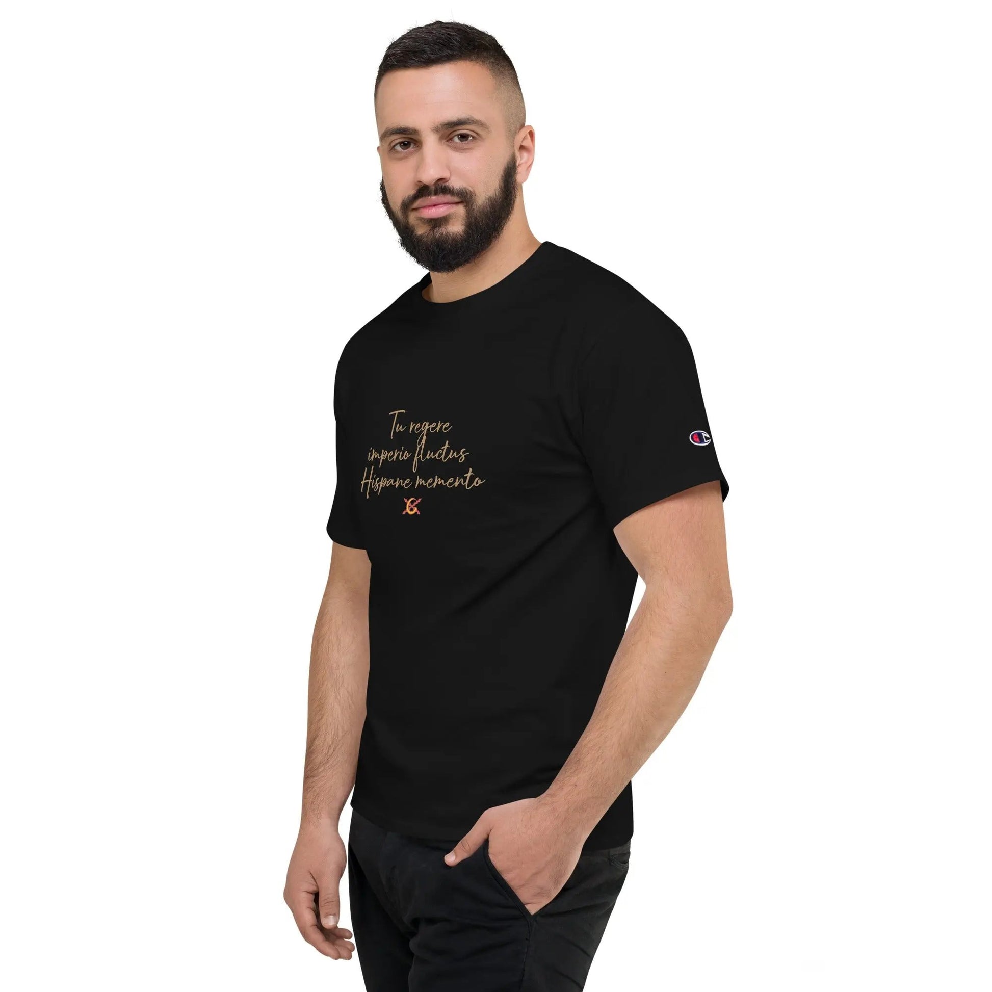 Comprar Camiseta Champion hombre "Tu regere imperio fluctus Hispane Memento" La Flamenca de Borgoña Bandera España