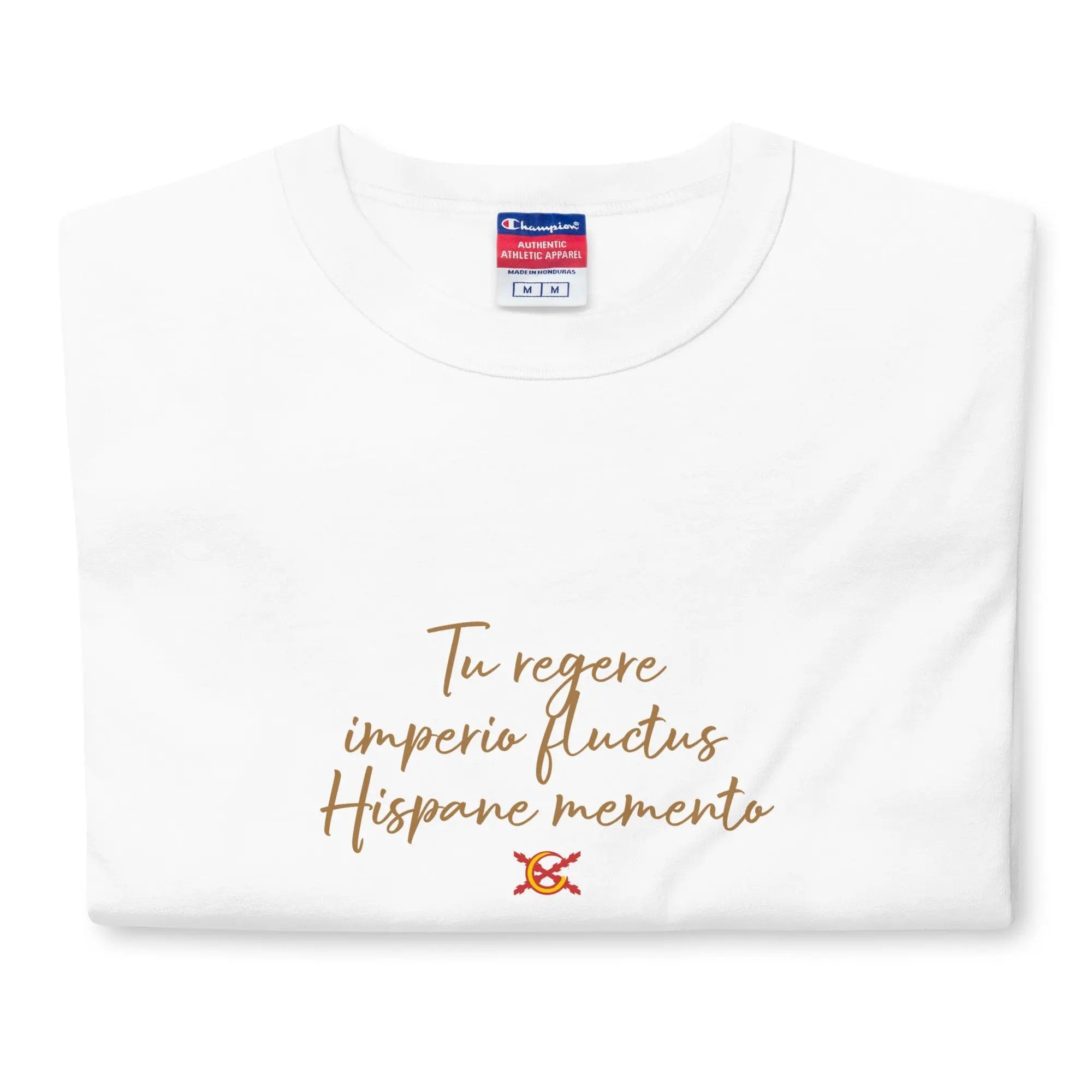 Comprar Camiseta Champion hombre "Tu regere imperio fluctus Hispane Memento" La Flamenca de Borgoña Bandera España