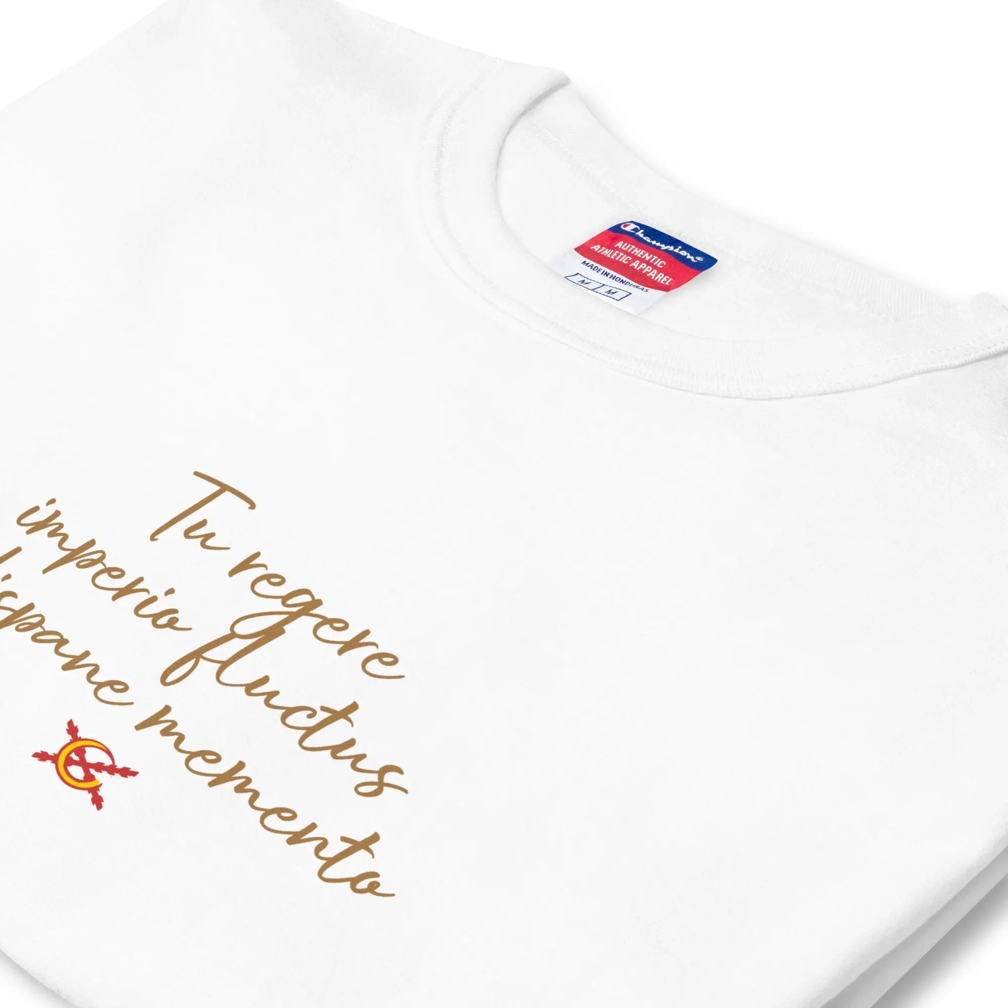 Comprar Camiseta Champion hombre "Tu regere imperio fluctus Hispane Memento" La Flamenca de Borgoña Bandera España