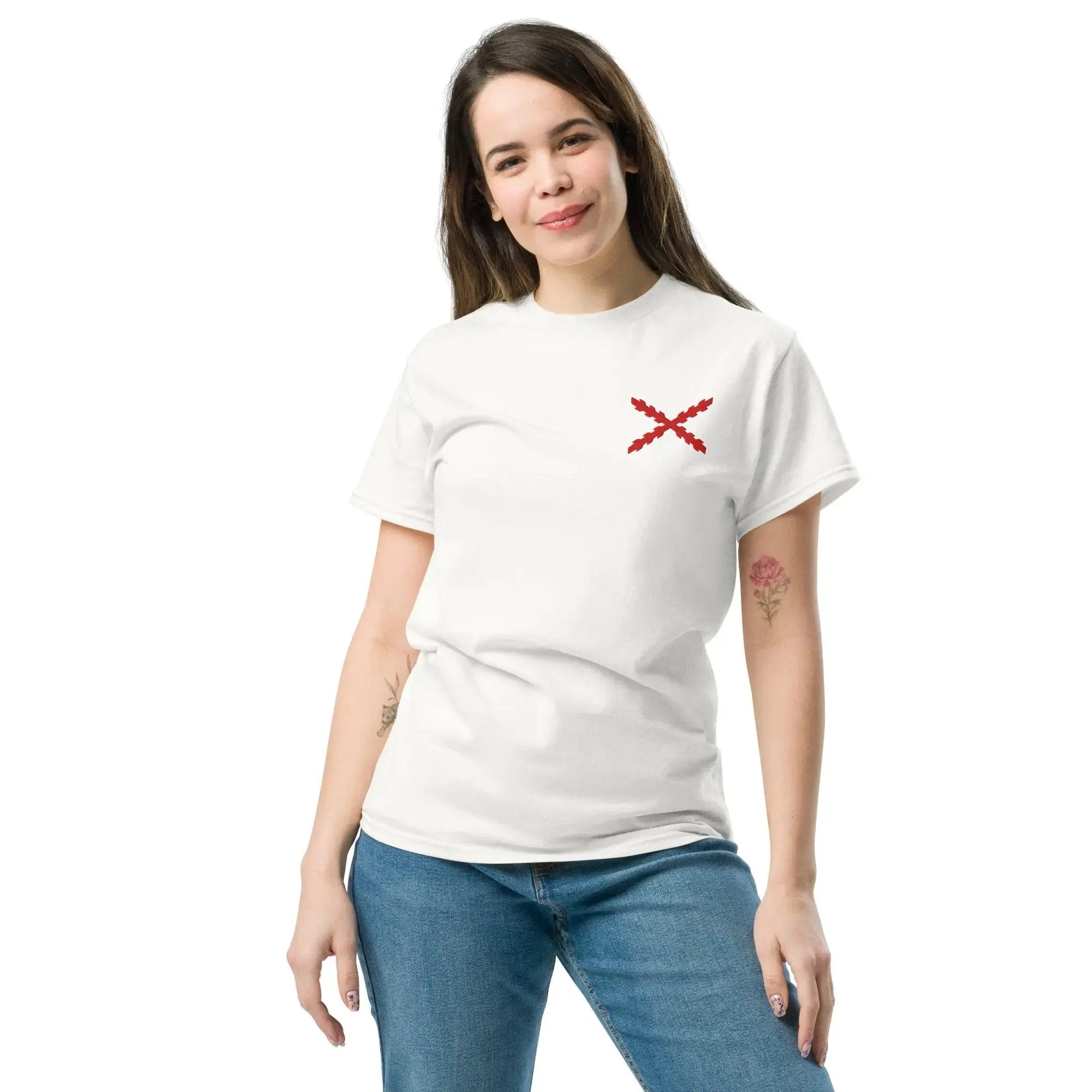 Comprar Camiseta clásica unisex Cruz de Borgoña mediana - Talla L OFERTA La Flamenca de Borgoña Bandera España