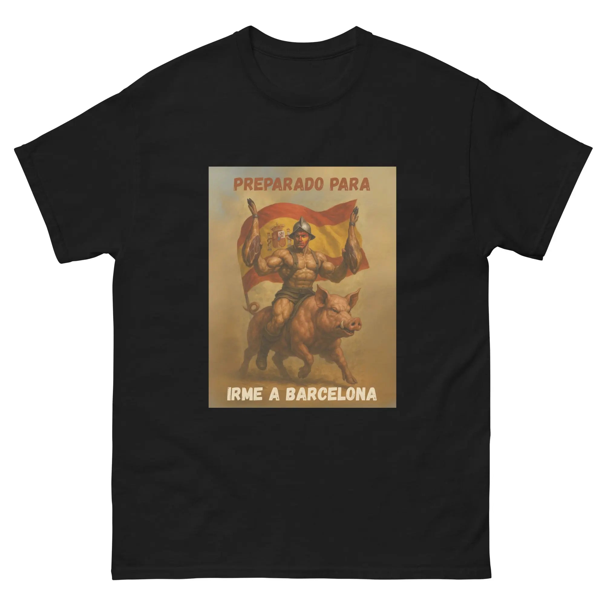 Comprar Camiseta "Preparado para irme a Barcelona" Bandera España La Flamenca de Borgoña Patricia Muñoz VOX