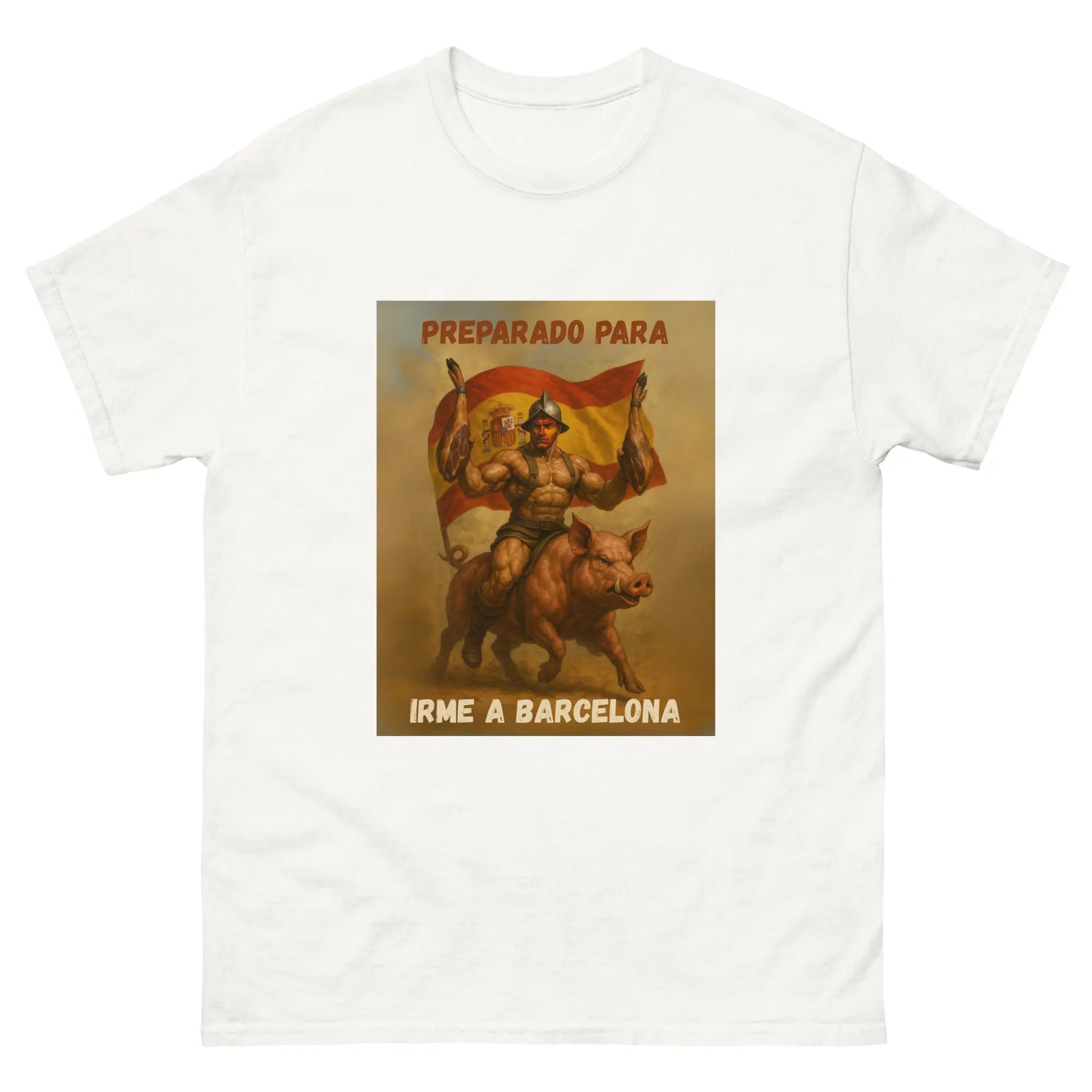 Comprar Camiseta "Preparado para irme a Barcelona" Bandera España La Flamenca de Borgoña Patricia Muñoz VOX