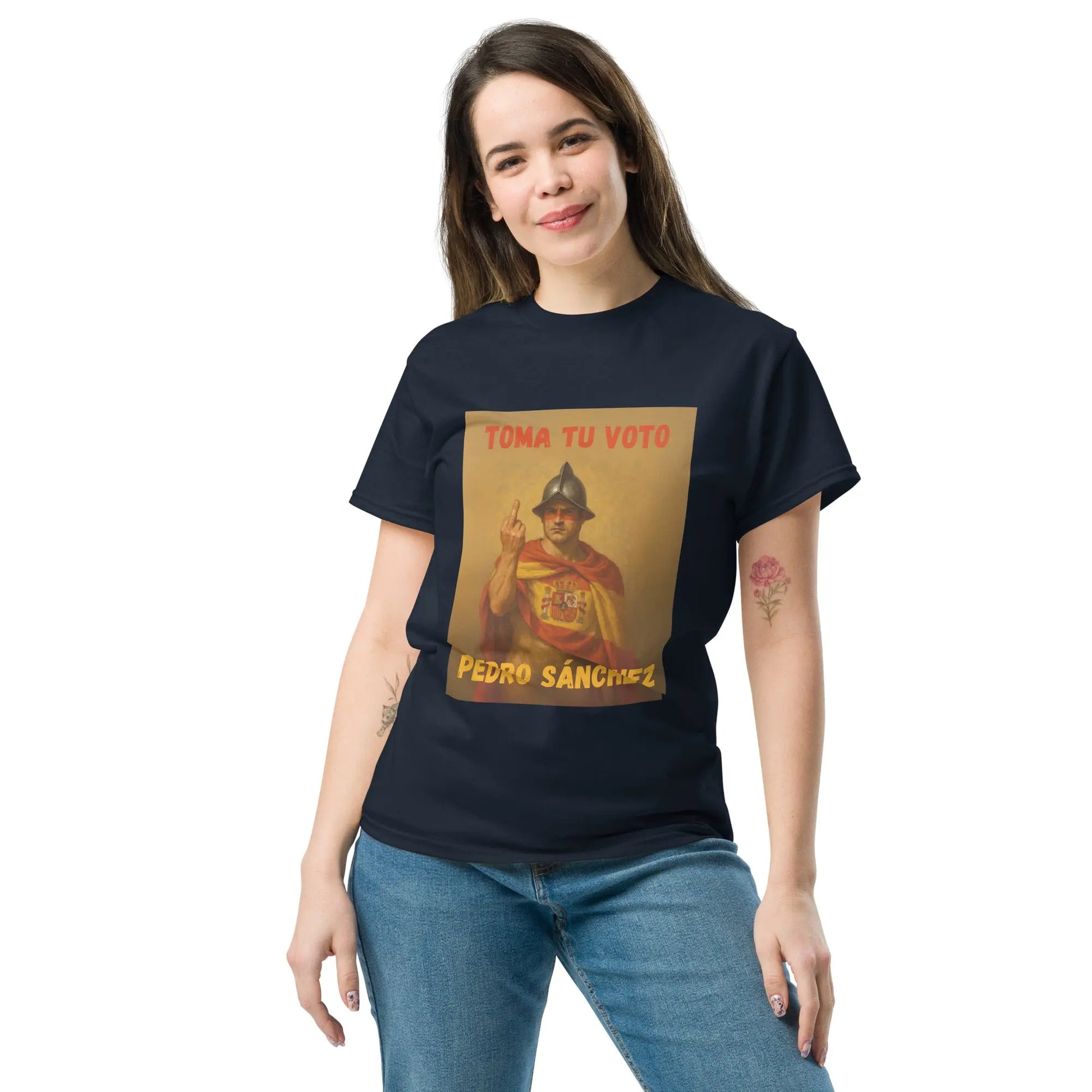 Comprar Camiseta "Toma tu voto Pedro Sánchez" Bandera España La Flamenca de Borgoña Patricia Muñoz VOX