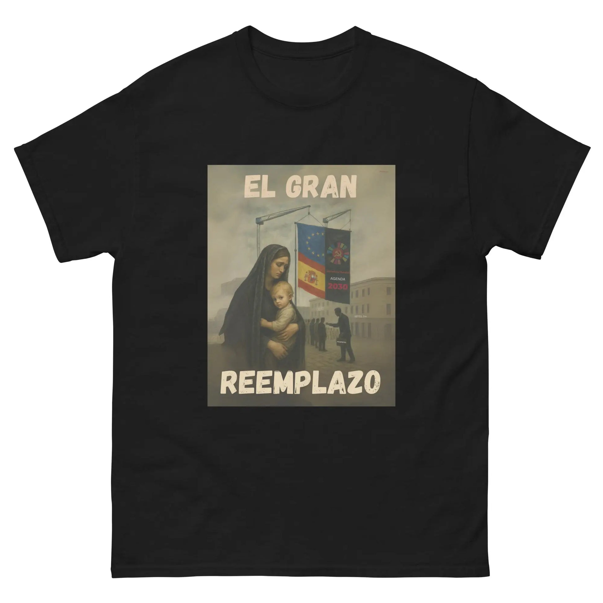 Comprar Camiseta "El gran reemplazo" Bandera España La Flamenca de Borgoña Patricia Muñoz VOX