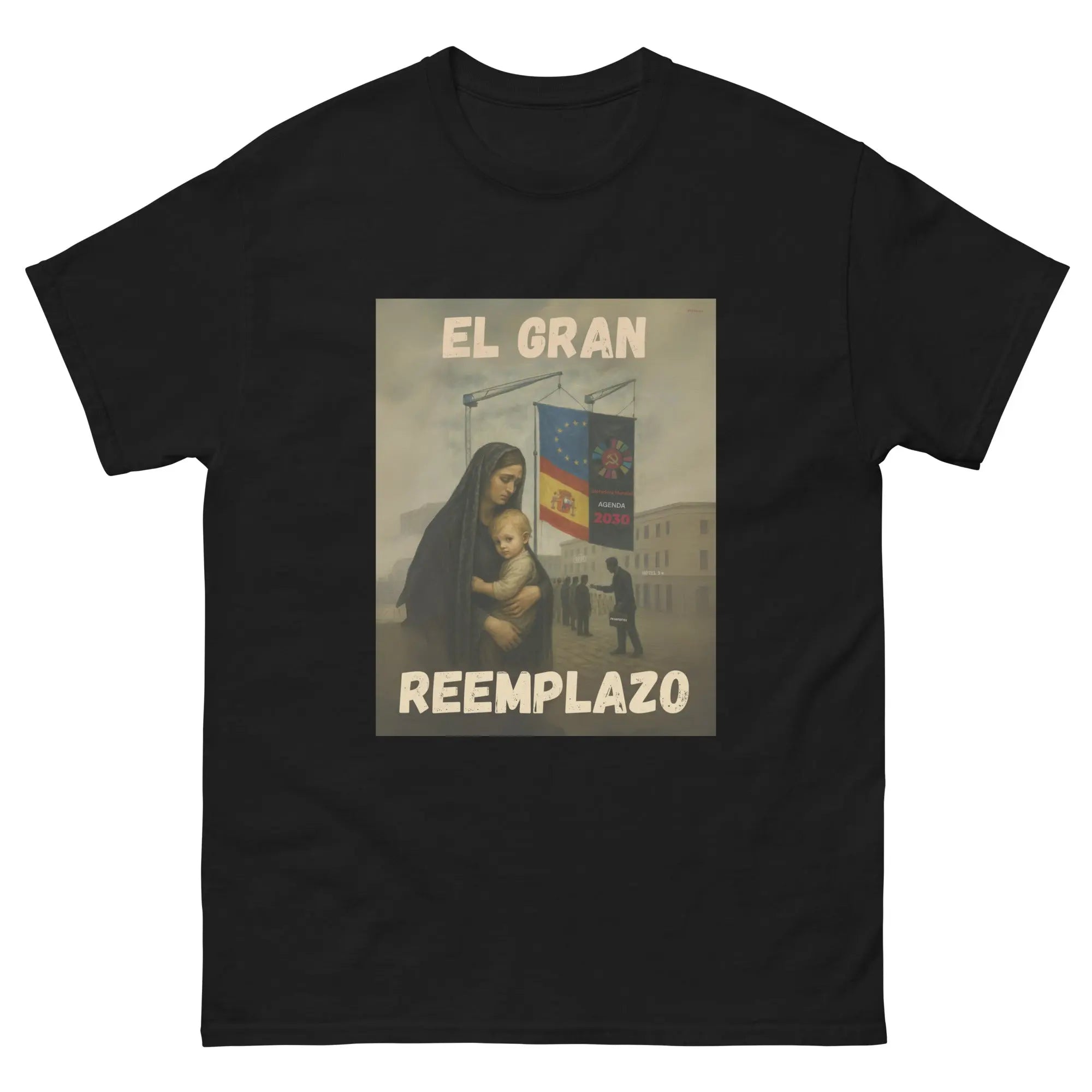 Comprar Camiseta "El gran reemplazo" Bandera España La Flamenca de Borgoña Patricia Muñoz VOX