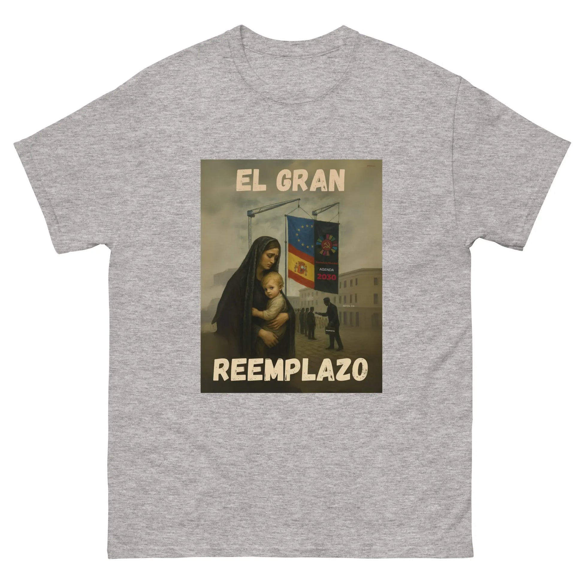 Comprar Camiseta "El gran reemplazo" Bandera España La Flamenca de Borgoña Patricia Muñoz VOX