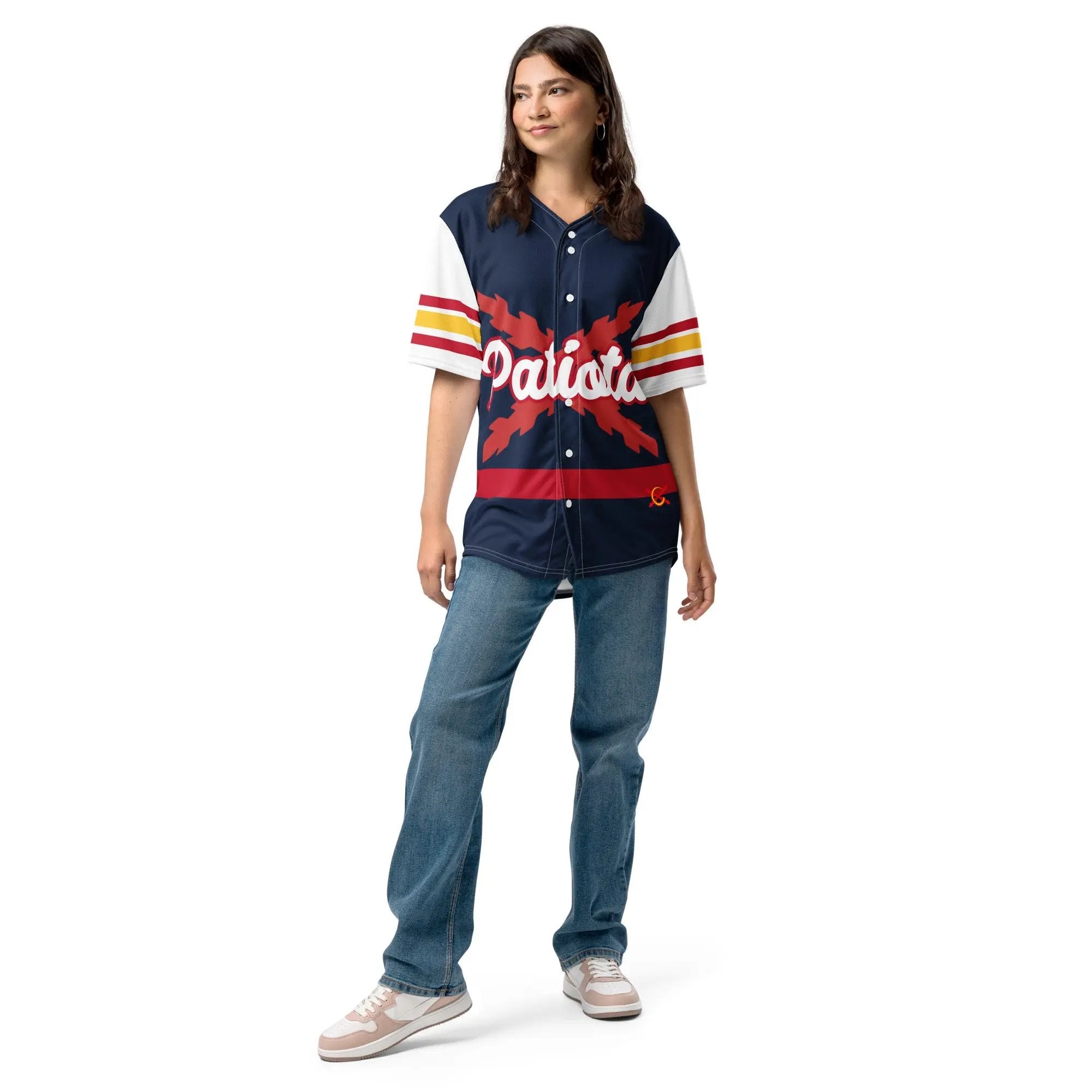 Comprar Camiseta de béisbol reciclada "Patriota Español" La Flamenca de Borgoña Bandera España