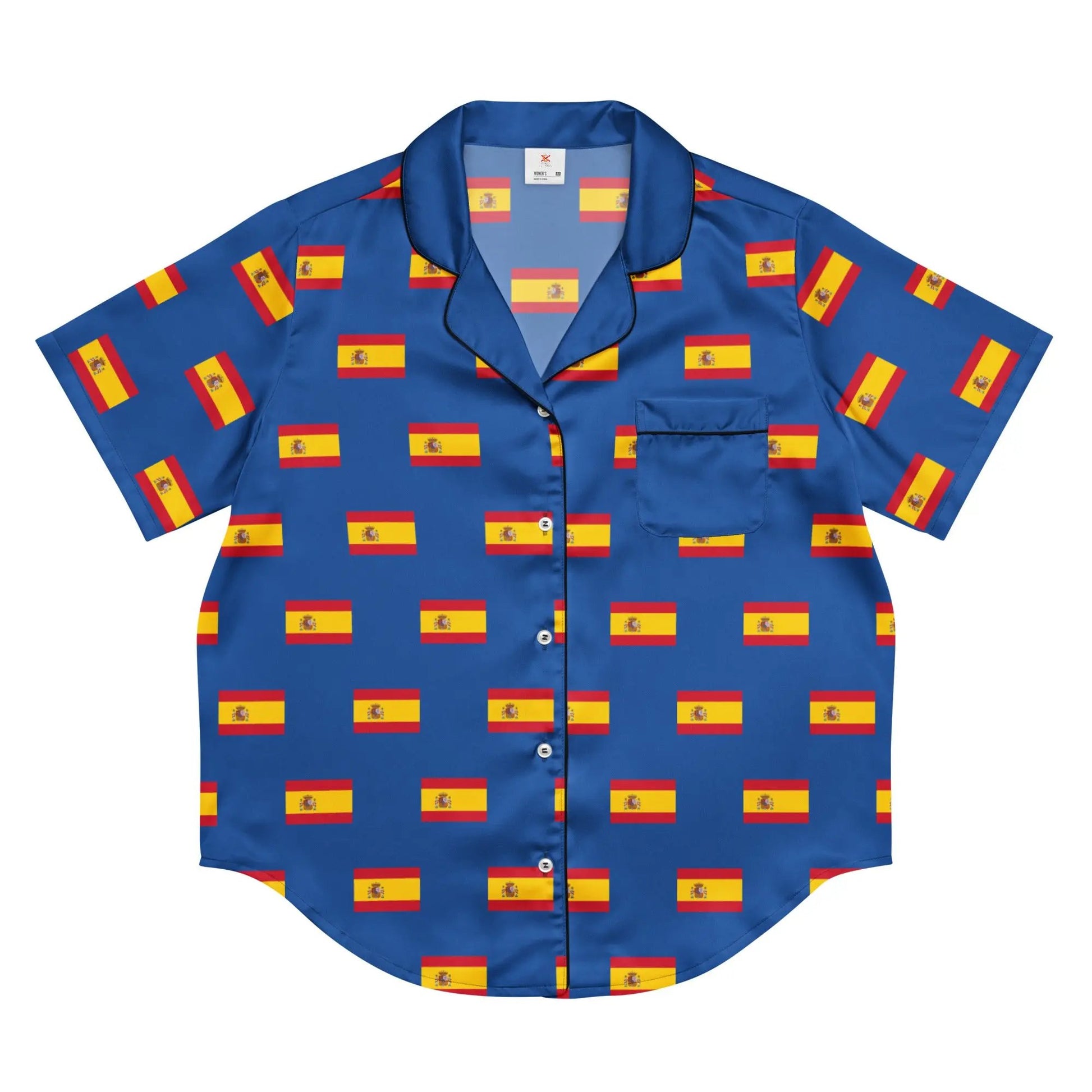 Comprar Camiseta de pijama de manga corta Azul Bandera España con ribete La Flamenca de Borgoña Bandera España