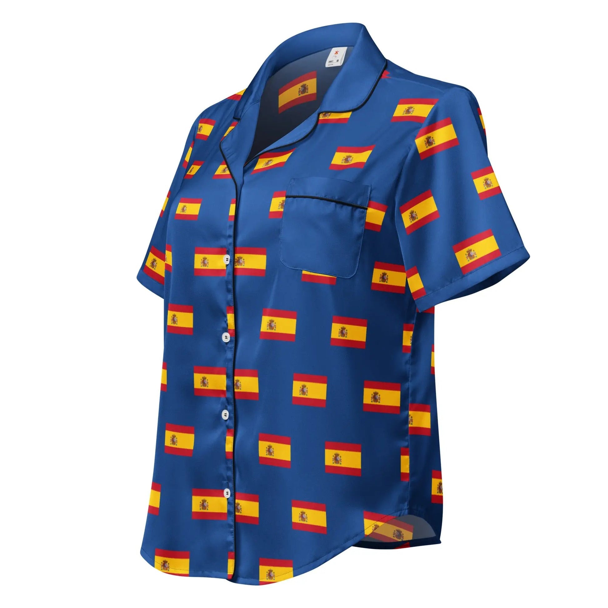 Comprar Camiseta de pijama de manga corta Azul Bandera España con ribete La Flamenca de Borgoña Bandera España