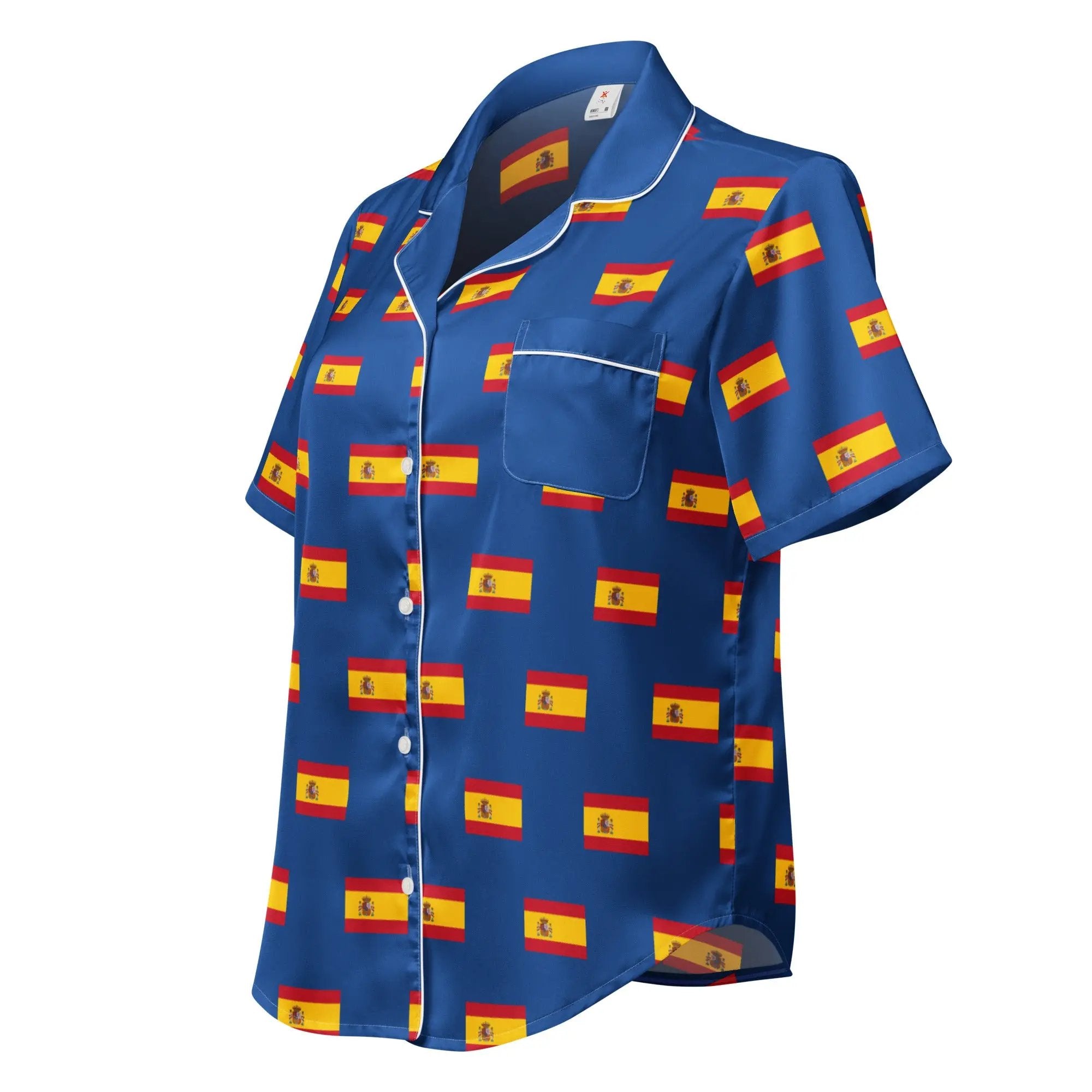 Comprar Camiseta de pijama de manga corta Azul Bandera España con ribete La Flamenca de Borgoña Bandera España