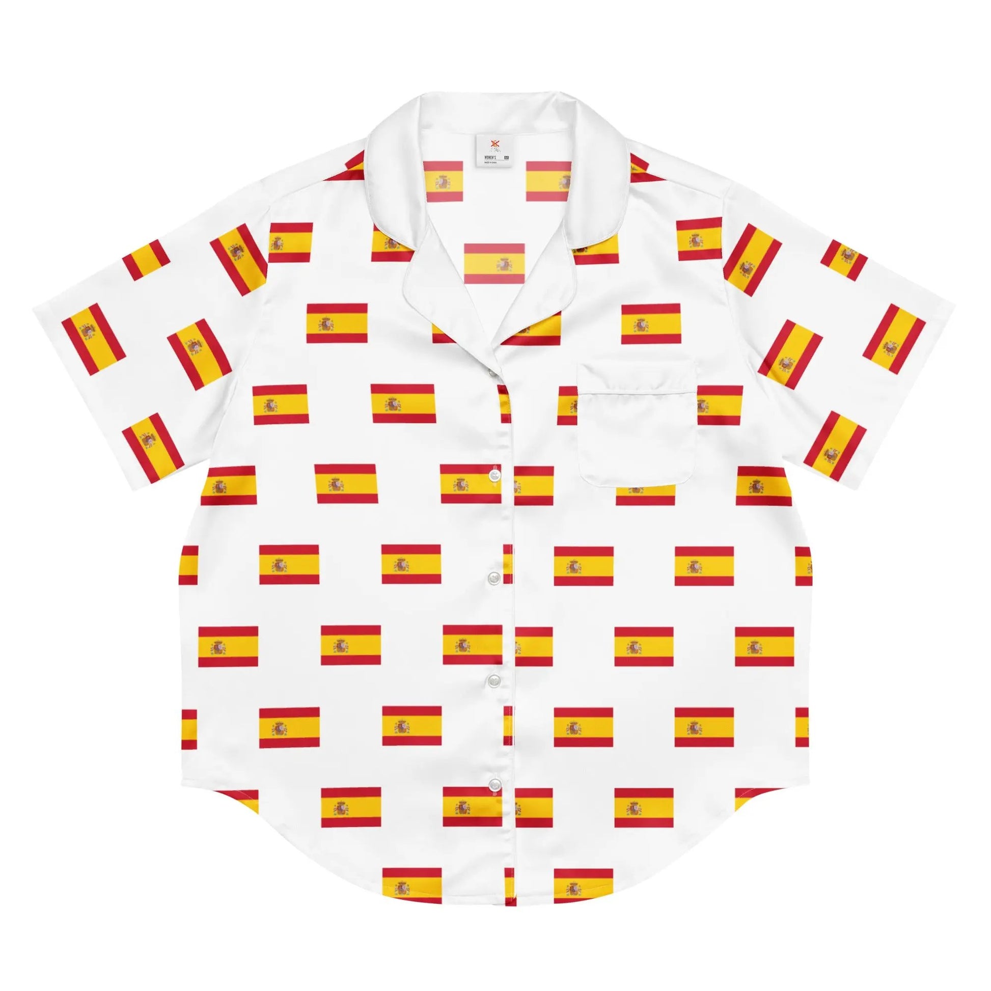 Comprar Camiseta de pijama de manga corta Blanco Bandera España con ribete La Flamenca de Borgoña Bandera España