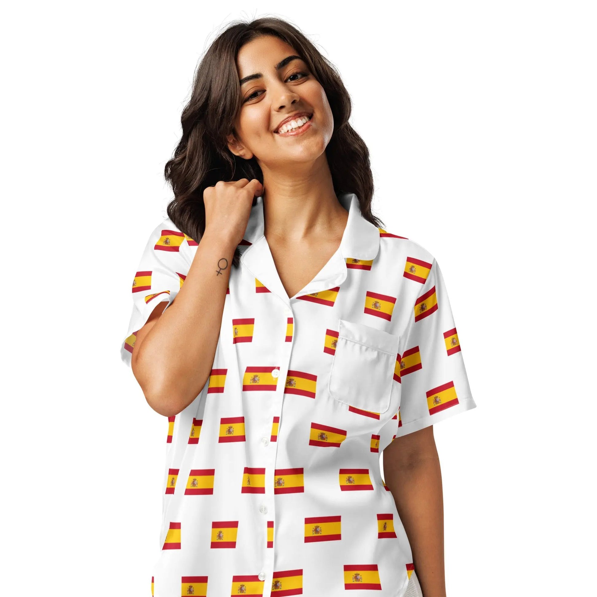 Comprar Camiseta de pijama de manga corta Blanco Bandera España con ribete La Flamenca de Borgoña Bandera España