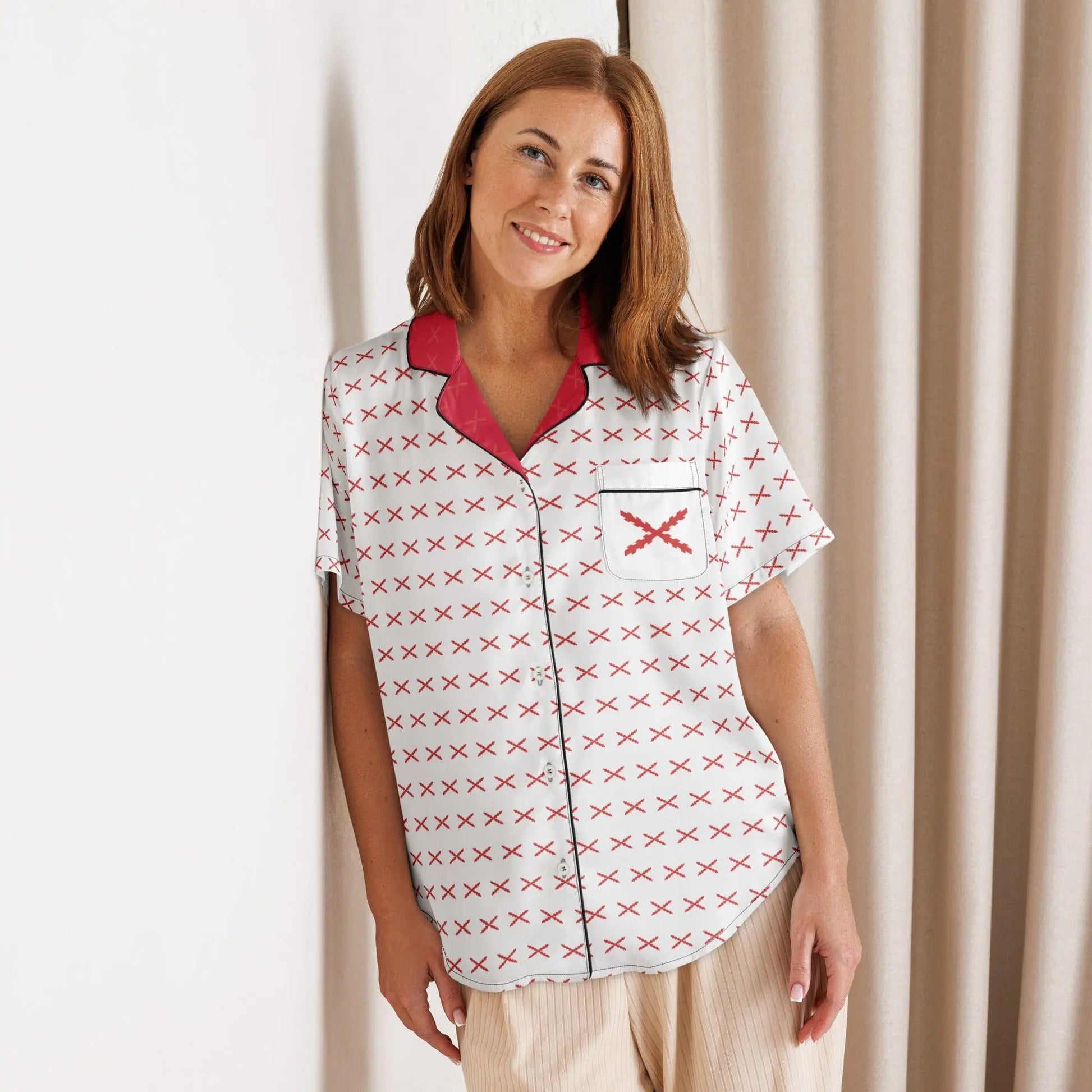 Comprar Camiseta de pijama de manga corta Cruz de Borgoña con ribete La Flamenca de Borgoña Bandera España