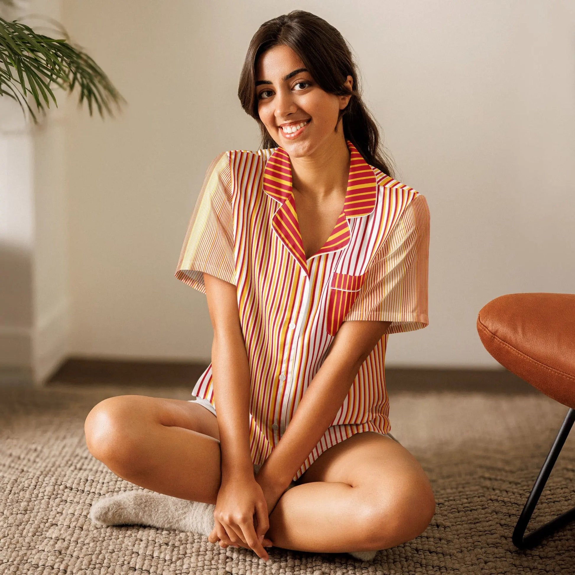 Comprar Camiseta de pijama de manga corta Líneas La Flamenca de Borgoña Bandera España