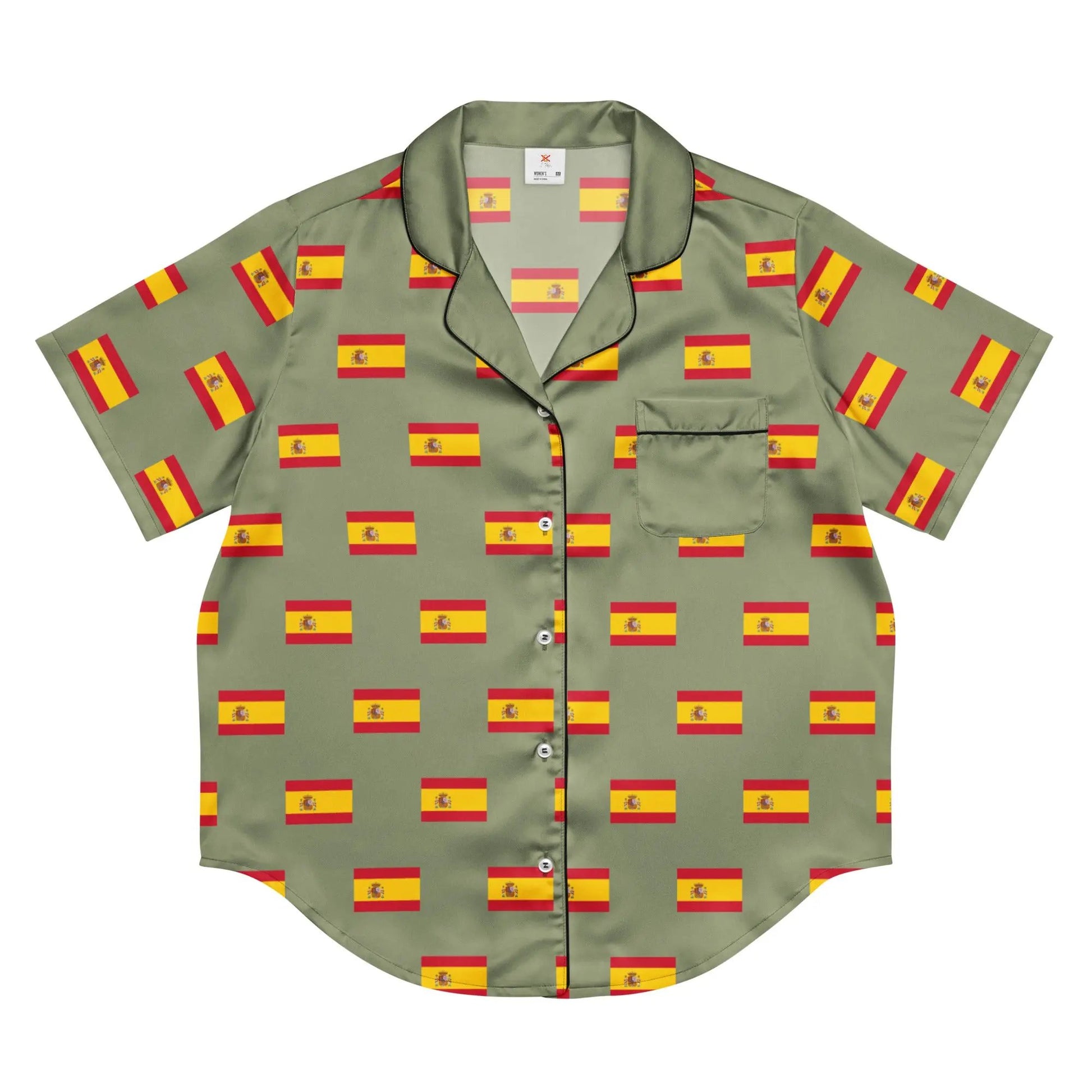 Comprar Camiseta de pijama de manga corta Verde Bandera España con ribete La Flamenca de Borgoña Bandera España