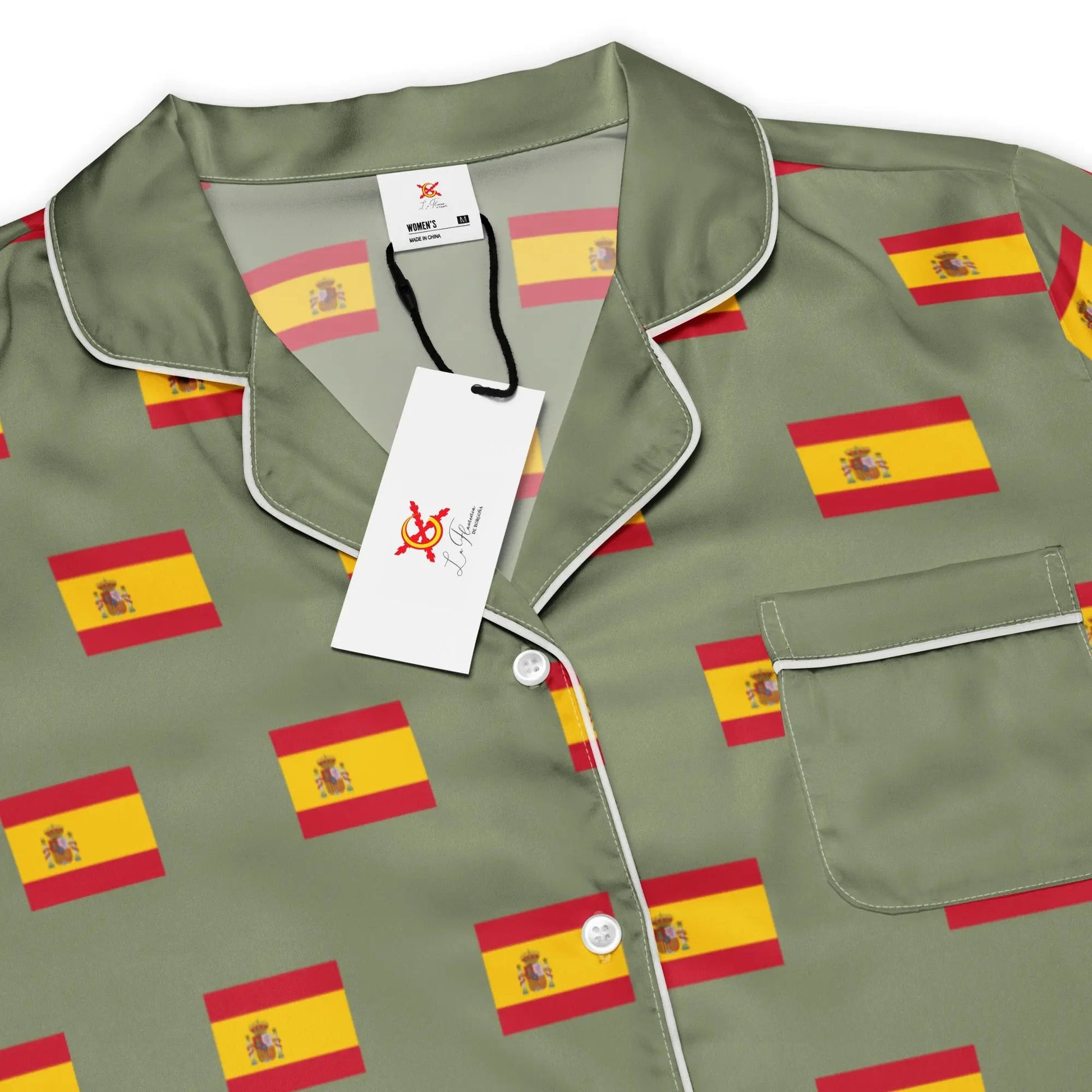 Comprar Camiseta de pijama de manga corta Verde Bandera España con ribete La Flamenca de Borgoña Bandera España