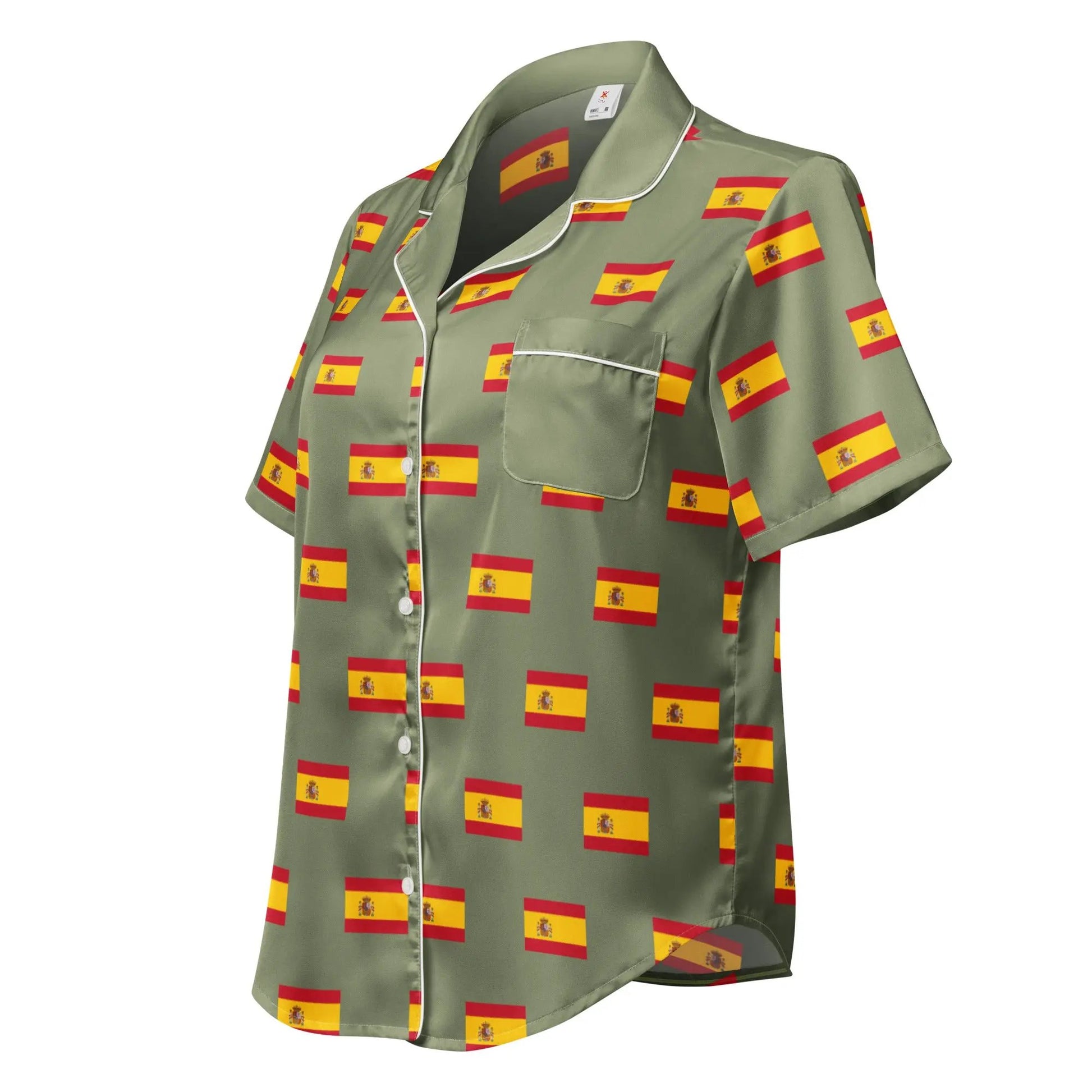 Comprar Camiseta de pijama de manga corta Verde Bandera España con ribete La Flamenca de Borgoña Bandera España