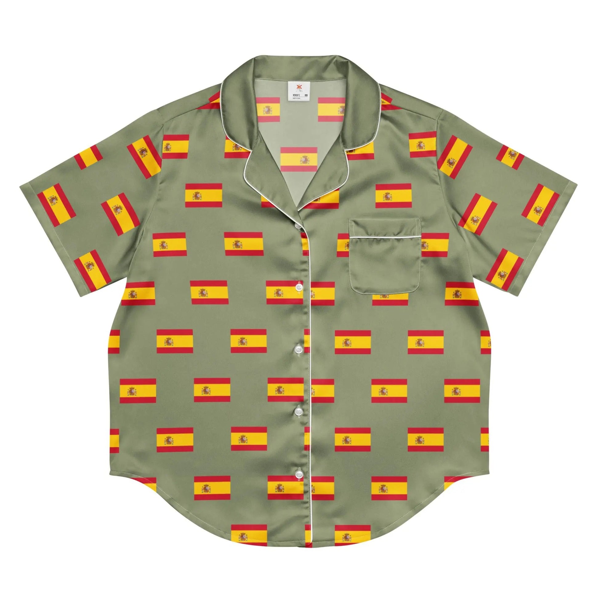 Comprar Camiseta de pijama de manga corta Verde Bandera España con ribete La Flamenca de Borgoña Bandera España