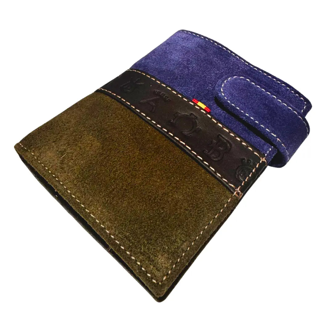 Comprar Cartera taurina tricolor piel serraje Ubrique Bandera España hierros taurinos La Flamenca de Borgoña Bandera España